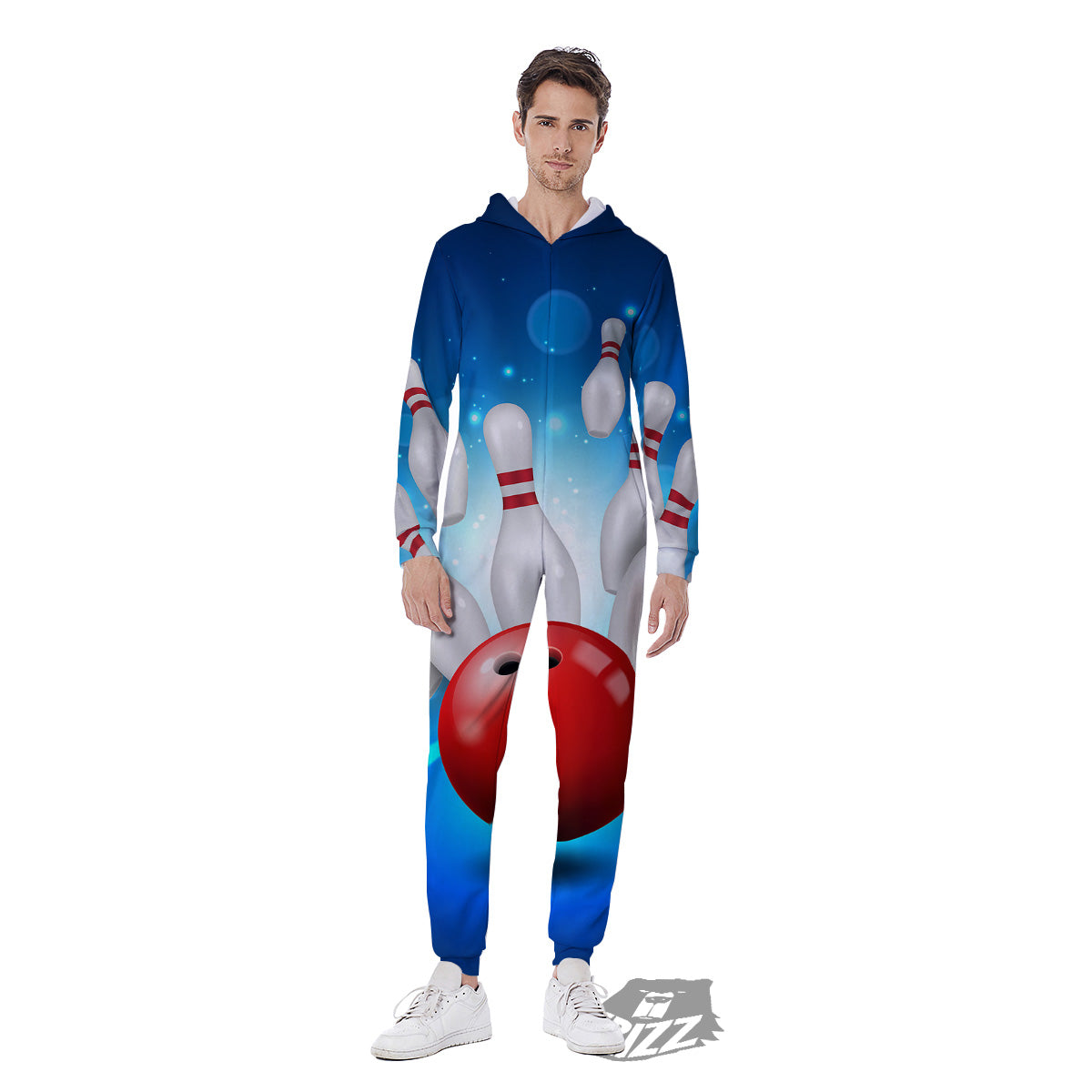 Bowling Strike Print Men's Jumpsuit-grizzshop
