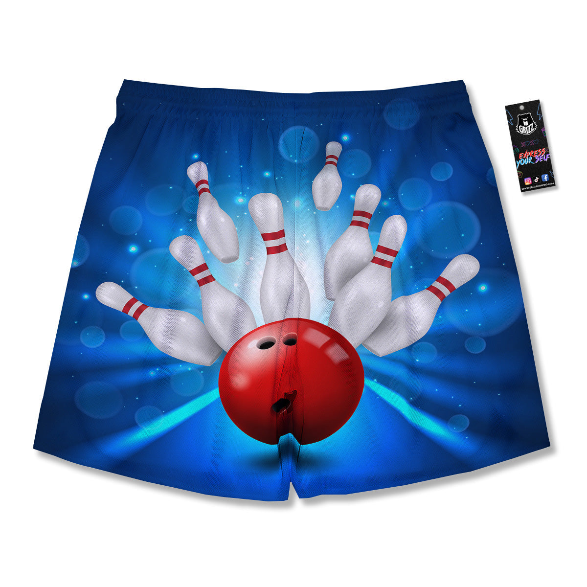 Bowling Strike Print Men's Running Shorts-grizzshop