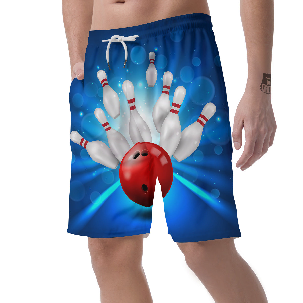 Bowling Strike Print Men's Shorts-grizzshop