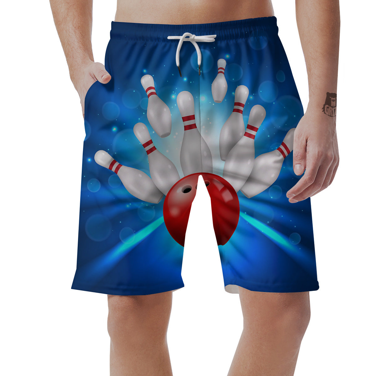 Bowling Strike Print Men's Shorts-grizzshop