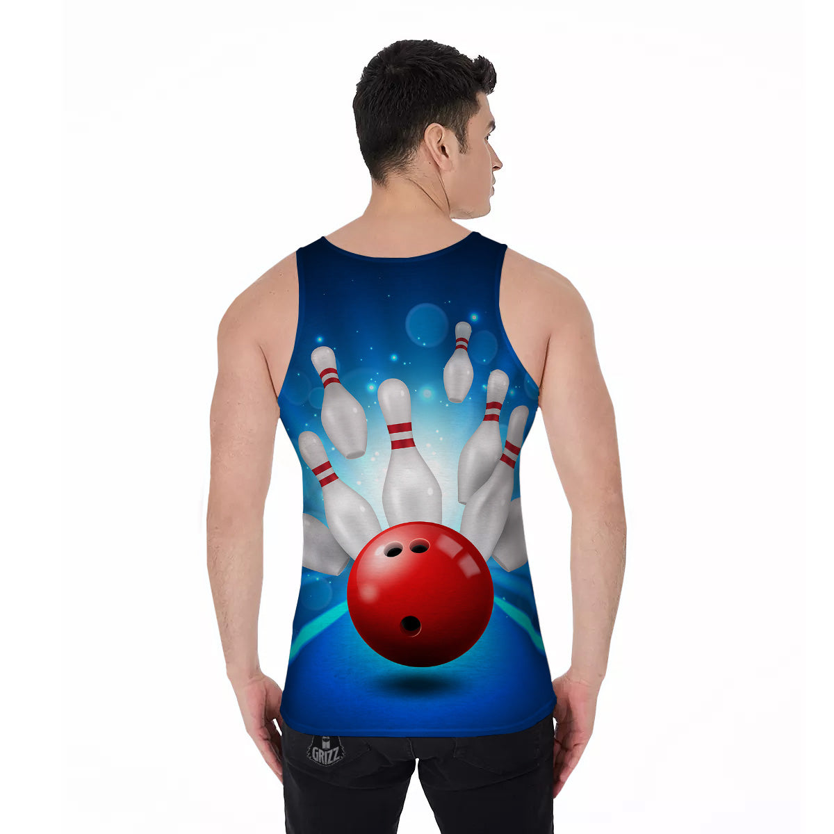 Bowling Strike Print Men's Tank Top-grizzshop