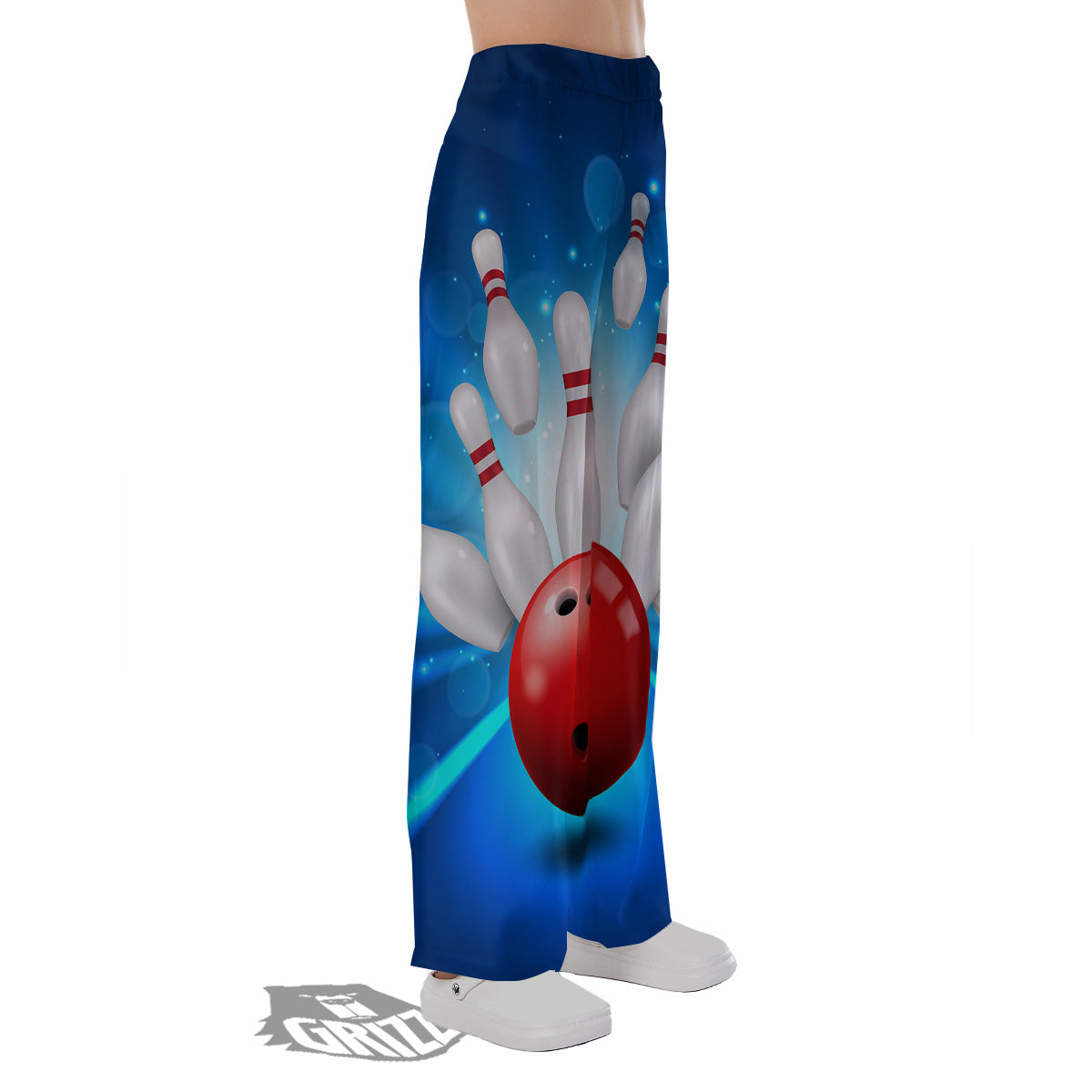 Bowling Strike Print Pajama Pants-grizzshop