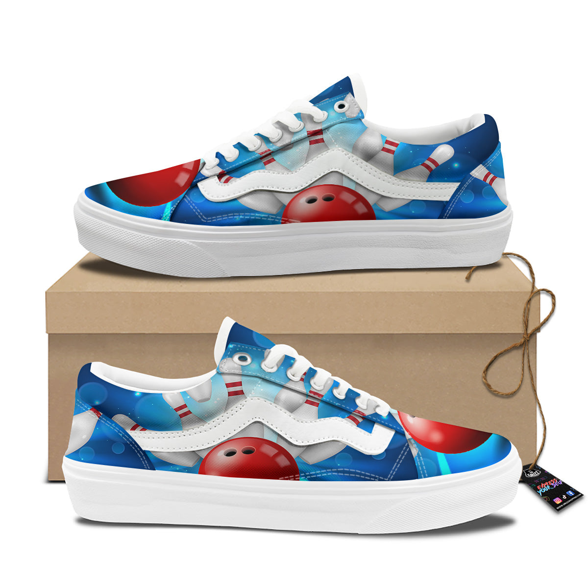 Bowling Strike Print Skate Shoes-grizzshop