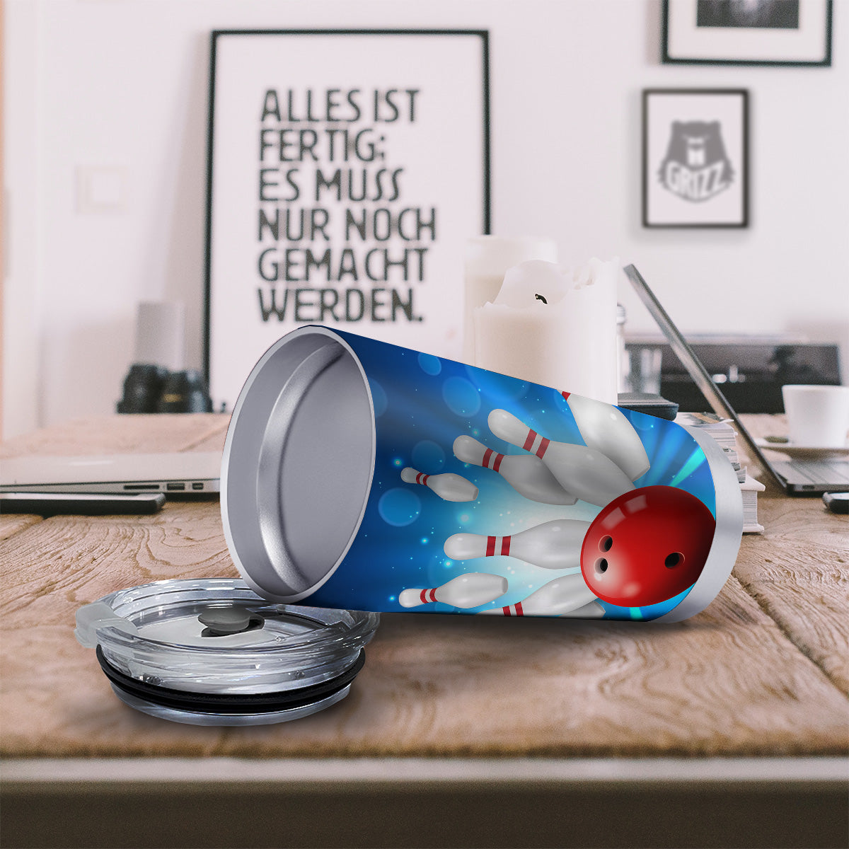 Bowling Strike Print Tumbler-grizzshop