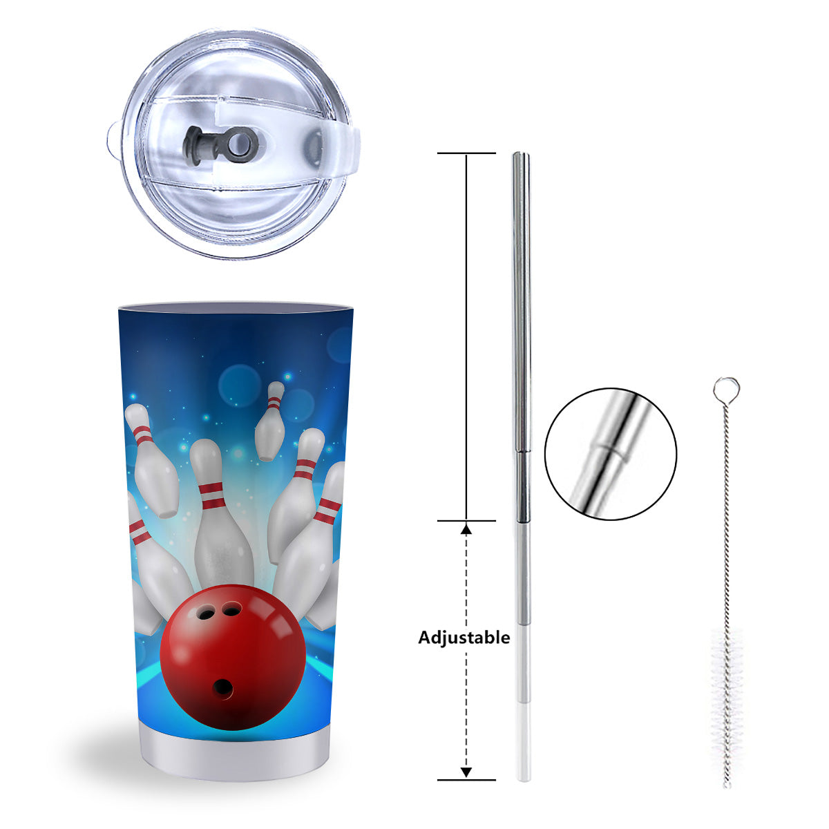 Bowling Strike Print Tumbler-grizzshop