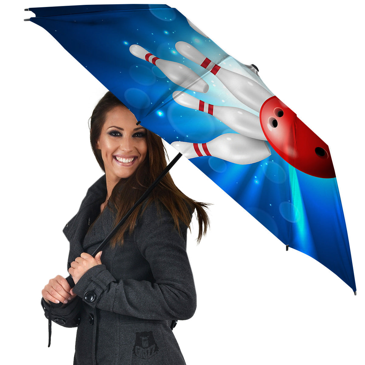 Bowling Strike Print Umbrella-grizzshop