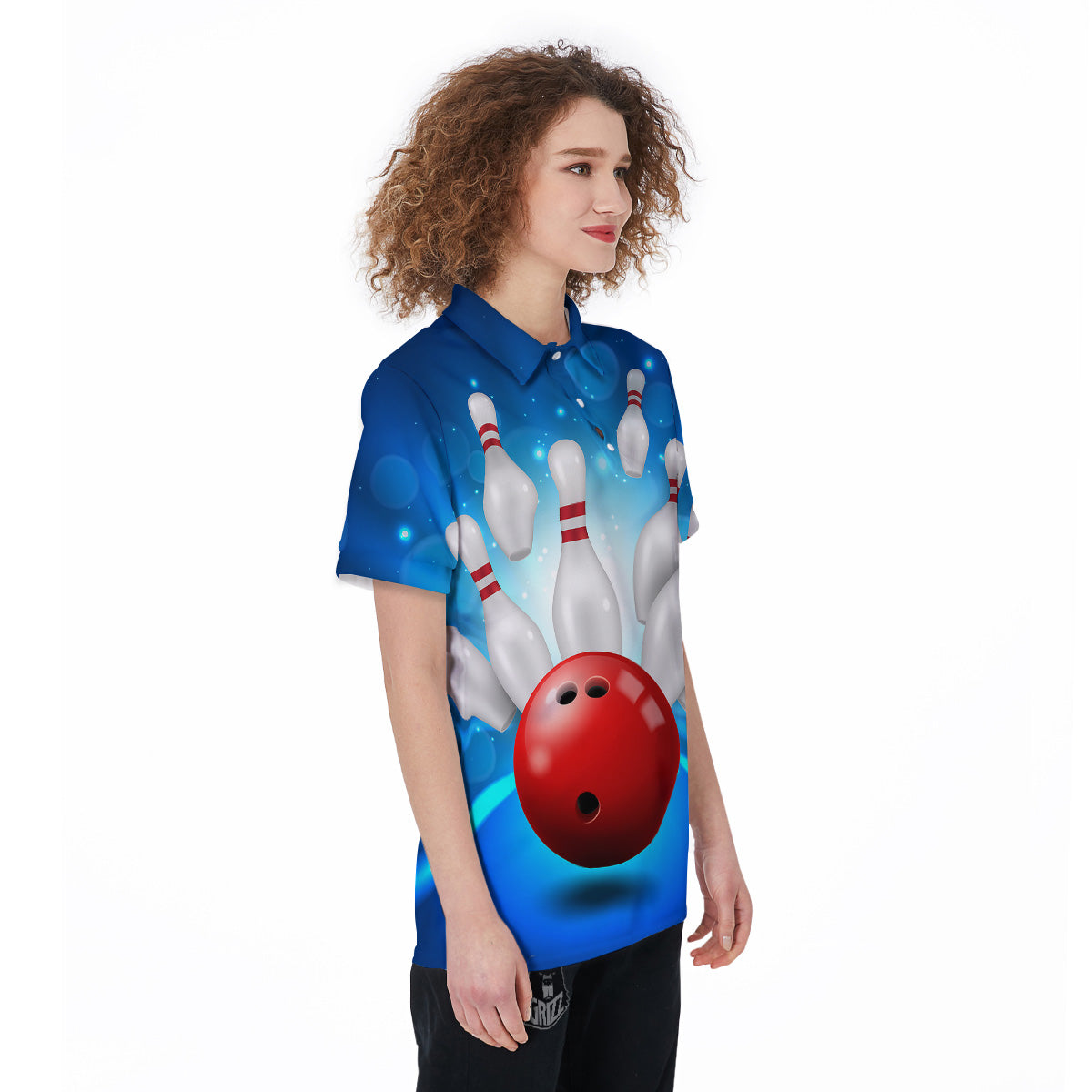 Bowling Strike Print Women's Golf Shirts-grizzshop