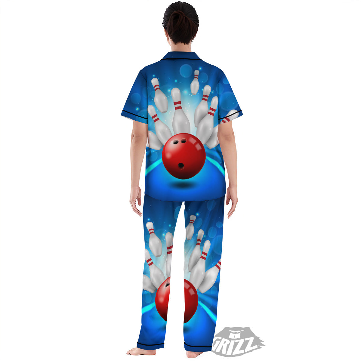 Bowling Strike Print Women's Pajamas Set-grizzshop