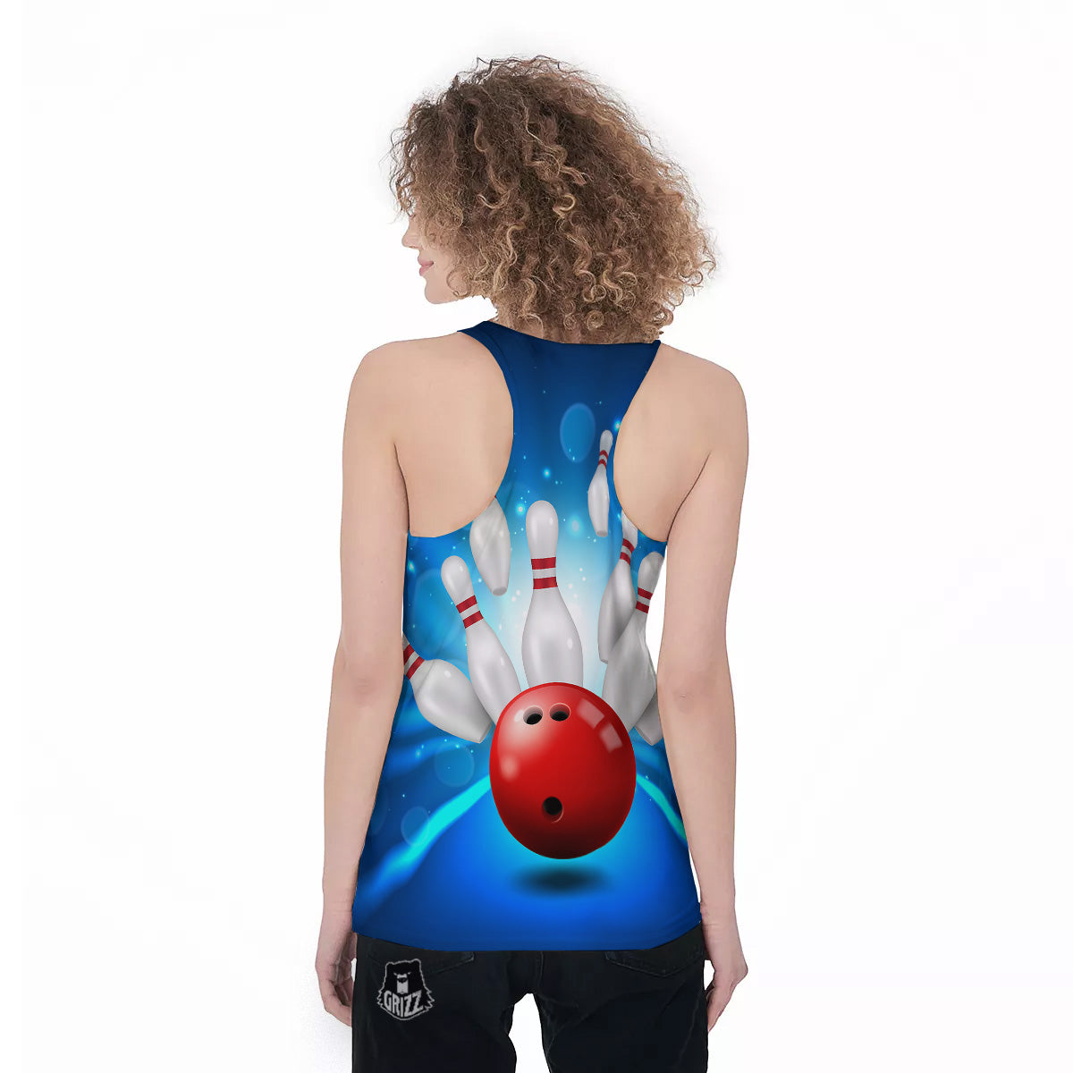 Bowling Strike Print Women's Racerback Tank Top-grizzshop