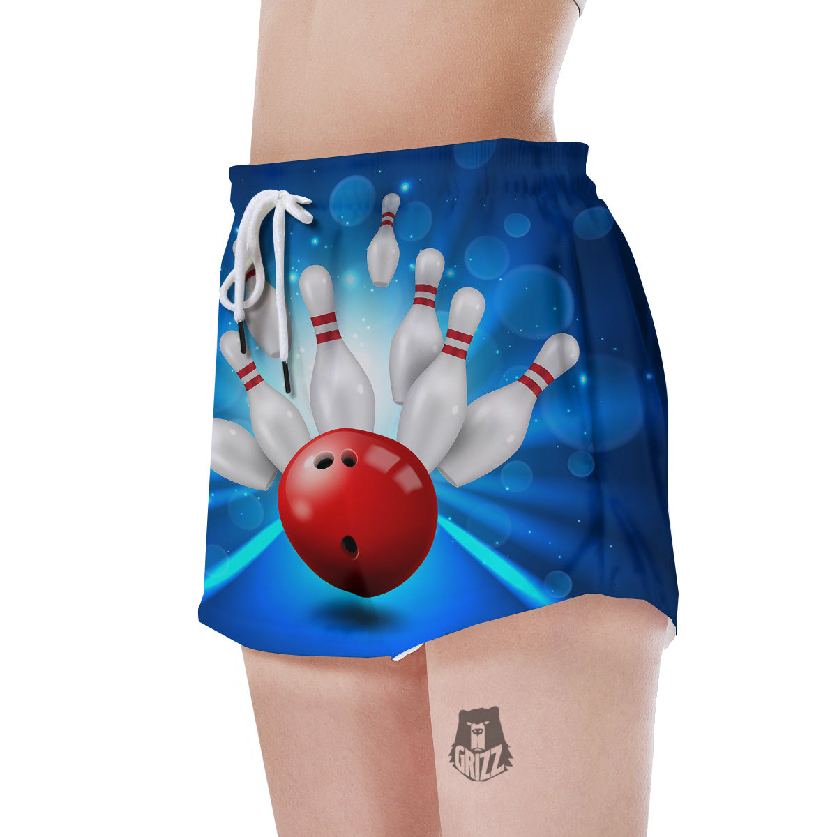 Bowling Strike Print Women's Shorts-grizzshop