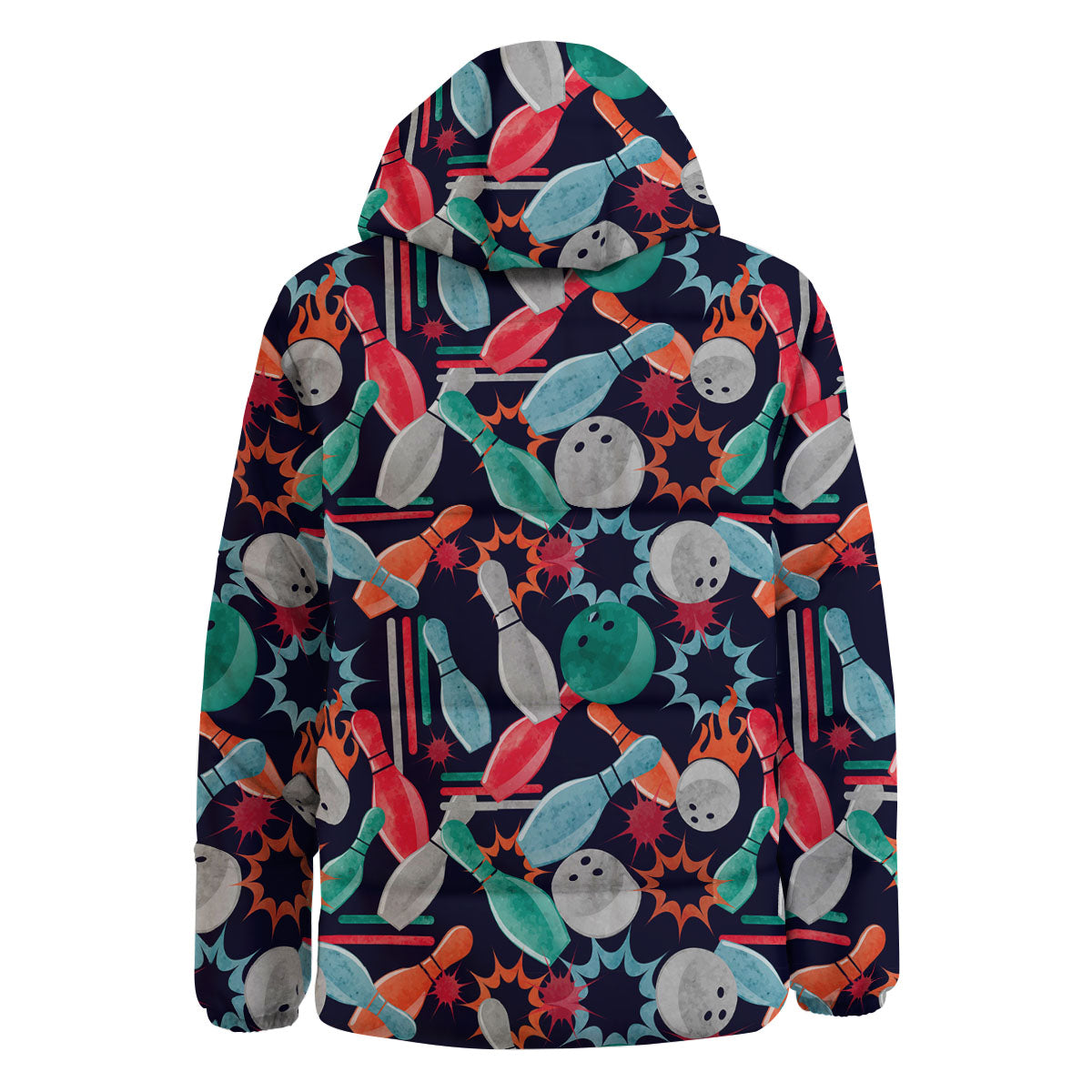 Bowling Theme Watercolor Print Pattern Down Jacket-grizzshop