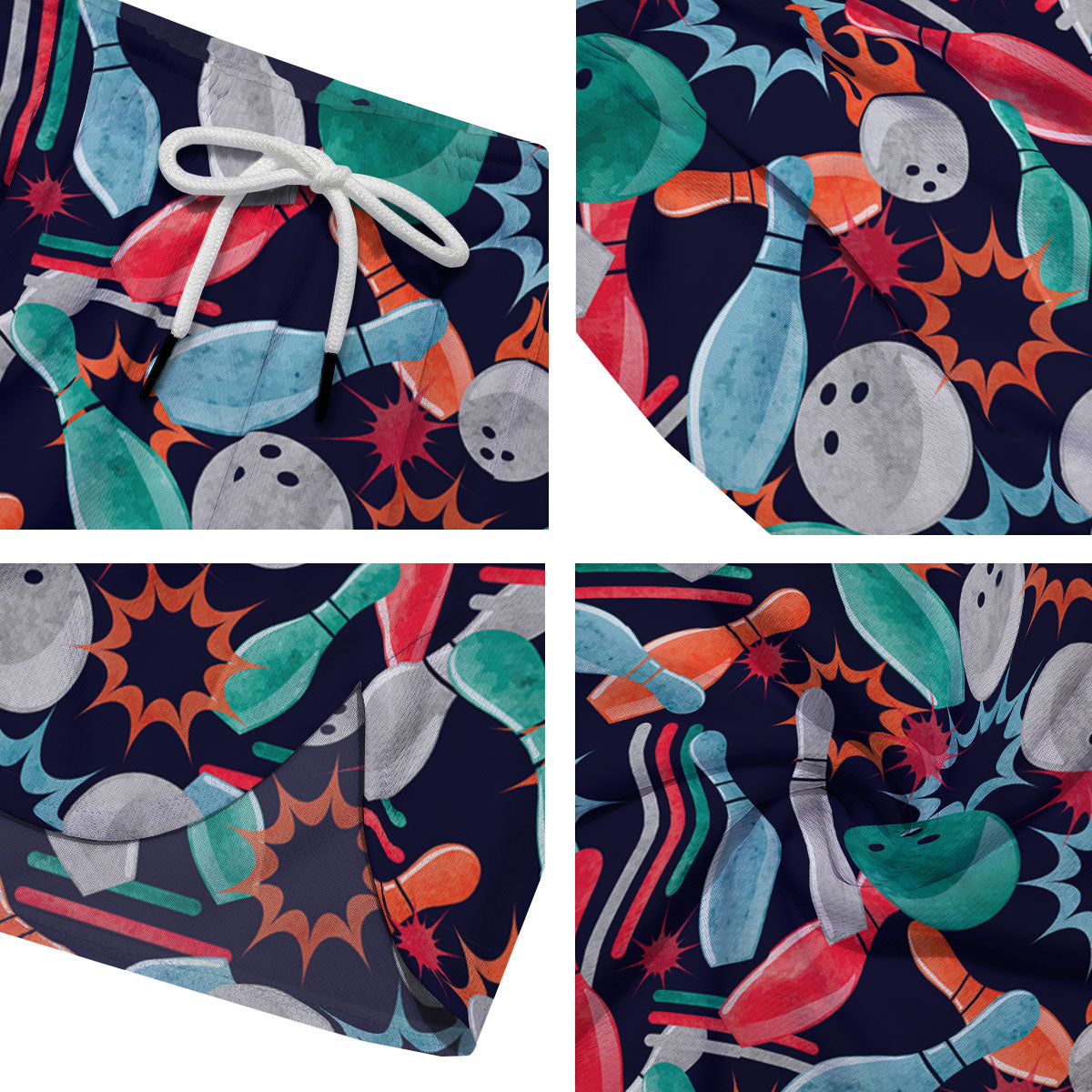 Bowling Theme Watercolor Print Pattern Men's Running Shorts-grizzshop