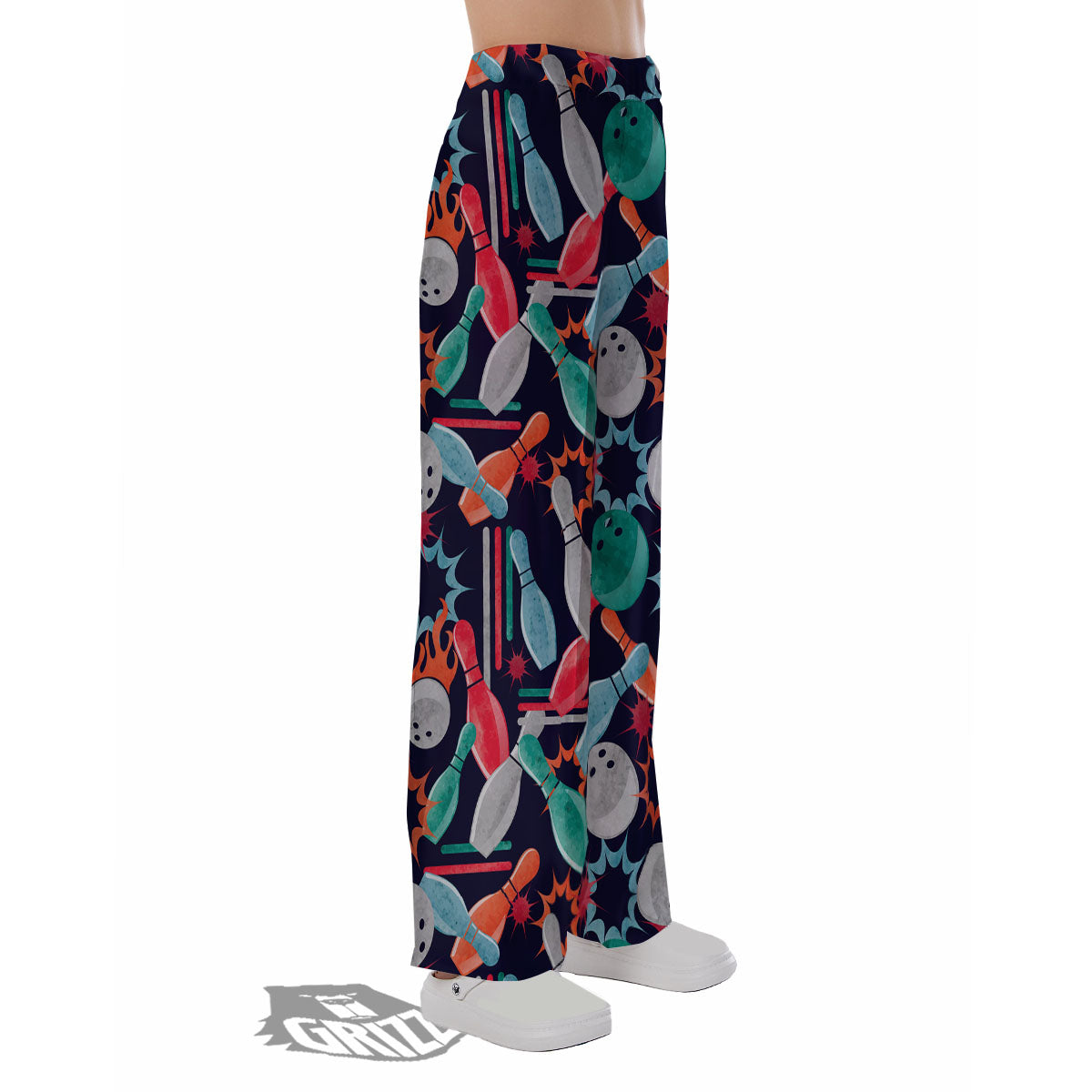 Bowling Theme Watercolor Print Pattern Pajama Pants-grizzshop