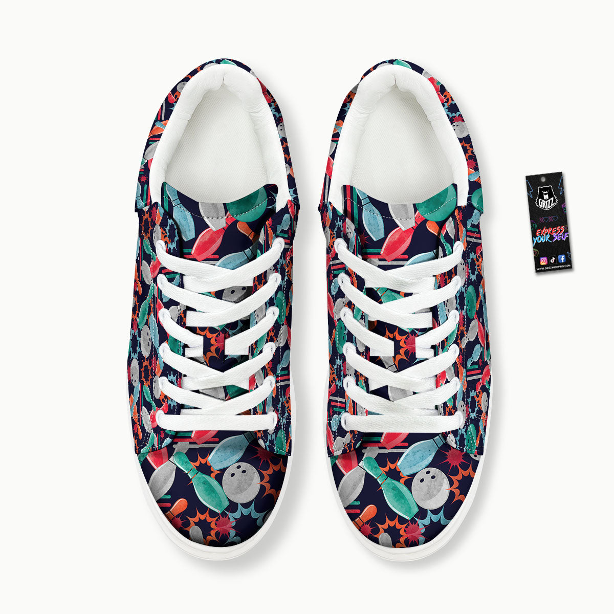 Bowling Theme Watercolor Print Pattern Platform Shoes-grizzshop