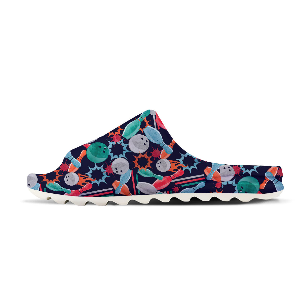Bowling Theme Watercolor Print Pattern Sandals-grizzshop