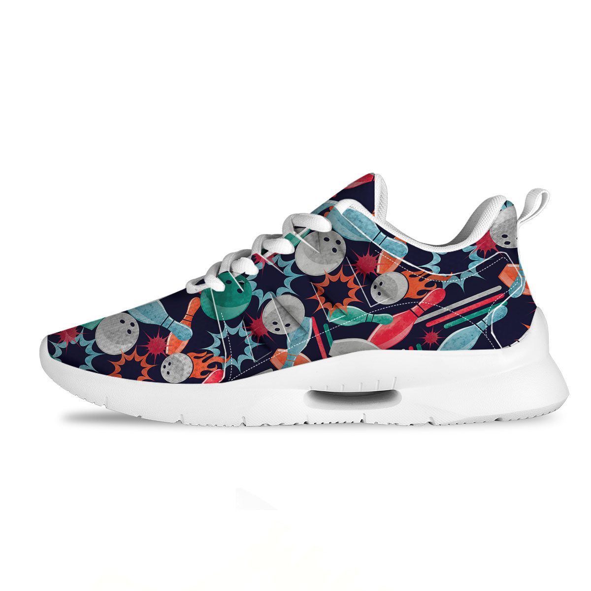 Bowling Theme Watercolor Print Pattern Tennis Shoes-grizzshop