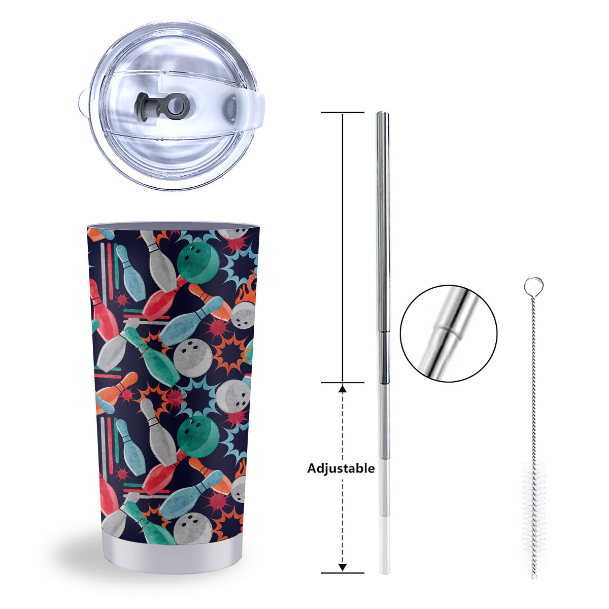 Bowling Theme Watercolor Print Pattern Tumbler-grizzshop