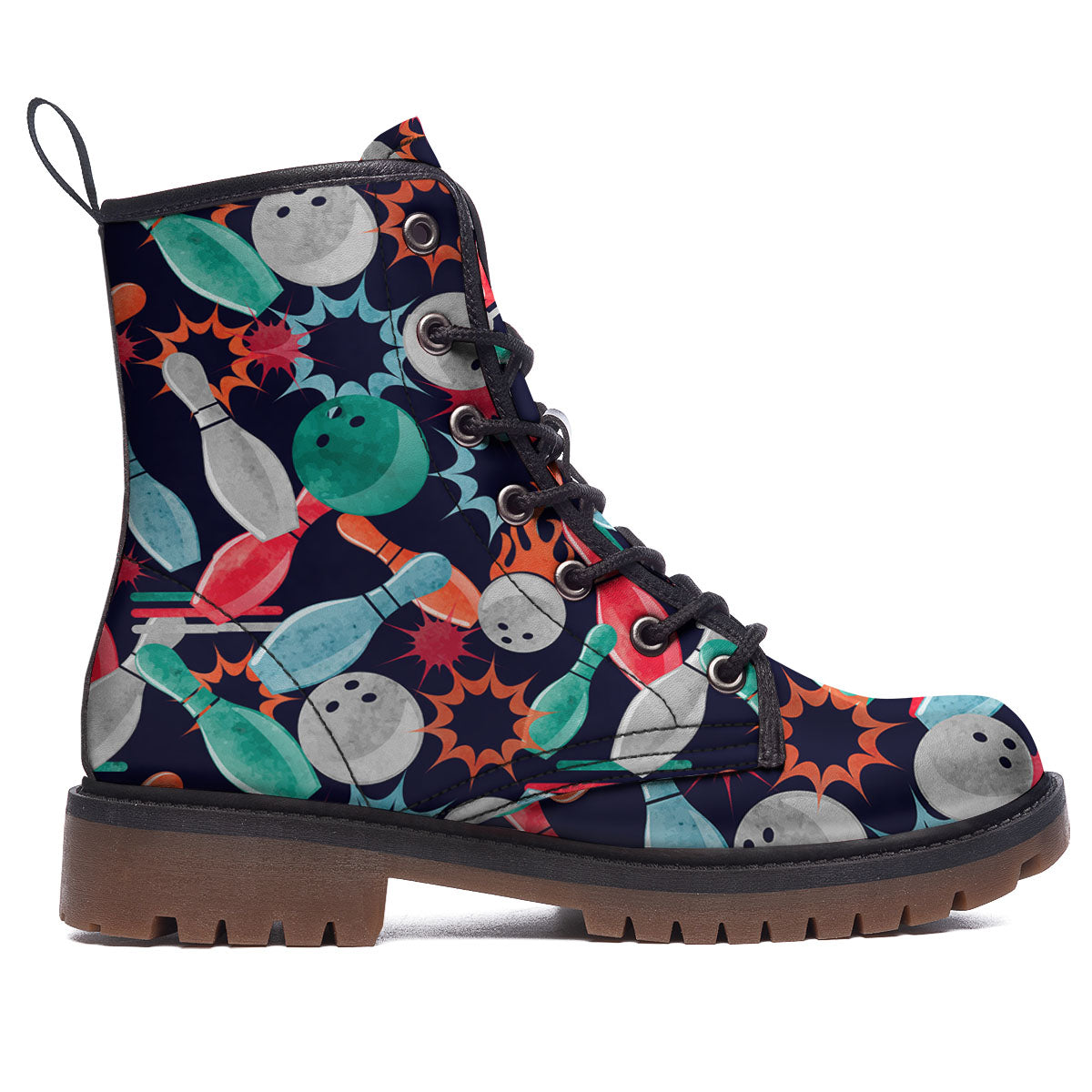 Bowling Theme Watercolor Print Pattern Work Boots-grizzshop
