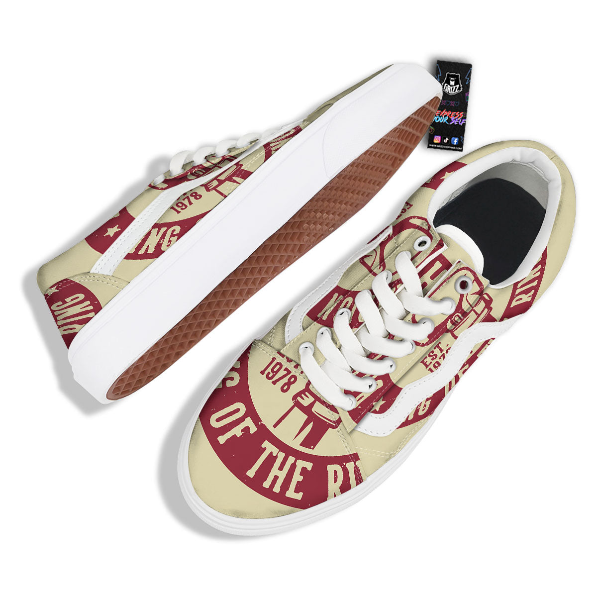 Boxing Champion King of The Ring Print Skate Shoes-grizzshop
