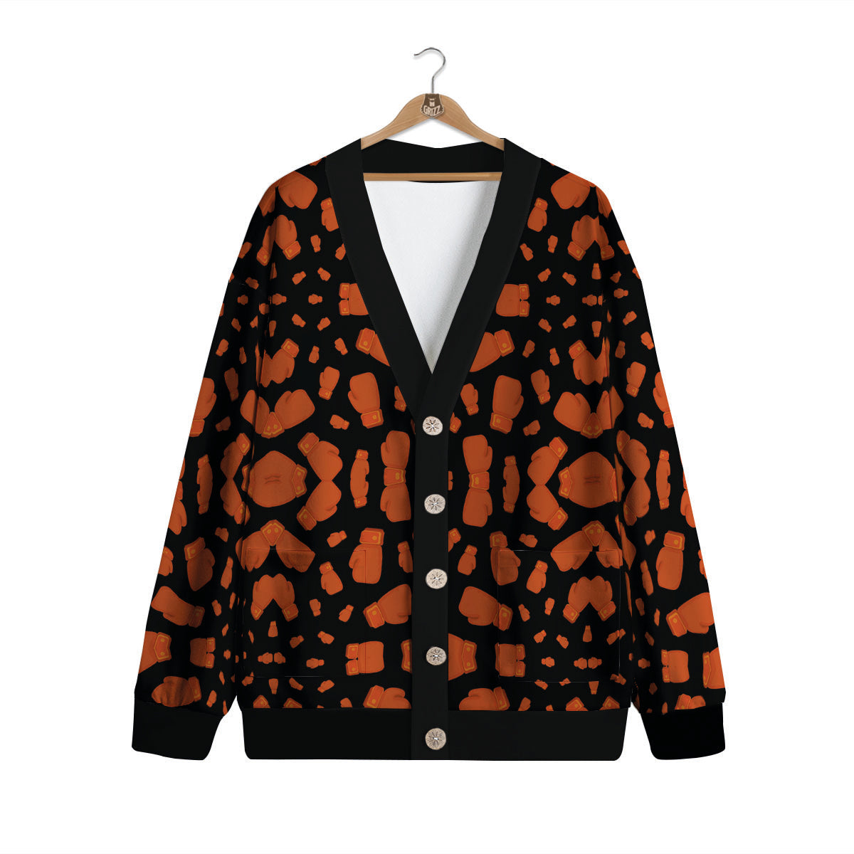 Boxing Gloves Print Pattern Cardigan-grizzshop