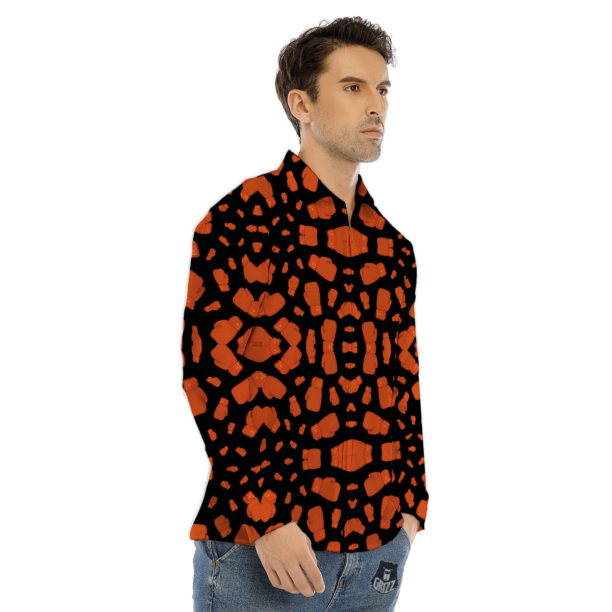 Boxing Gloves Print Pattern Men's Dress Shirts-grizzshop