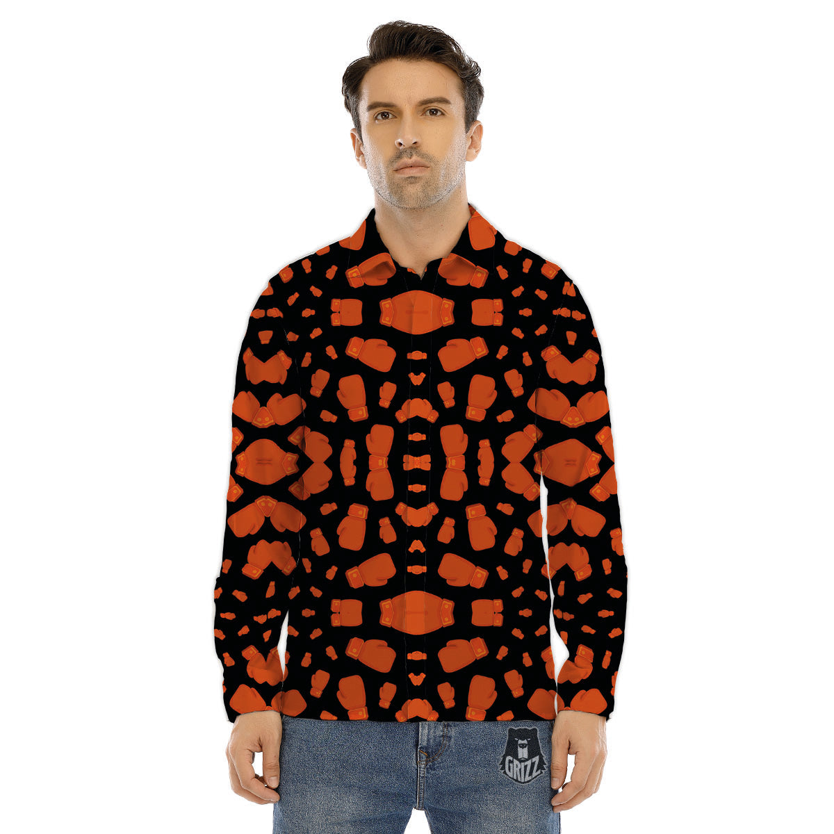 Boxing Gloves Print Pattern Men's Dress Shirts-grizzshop