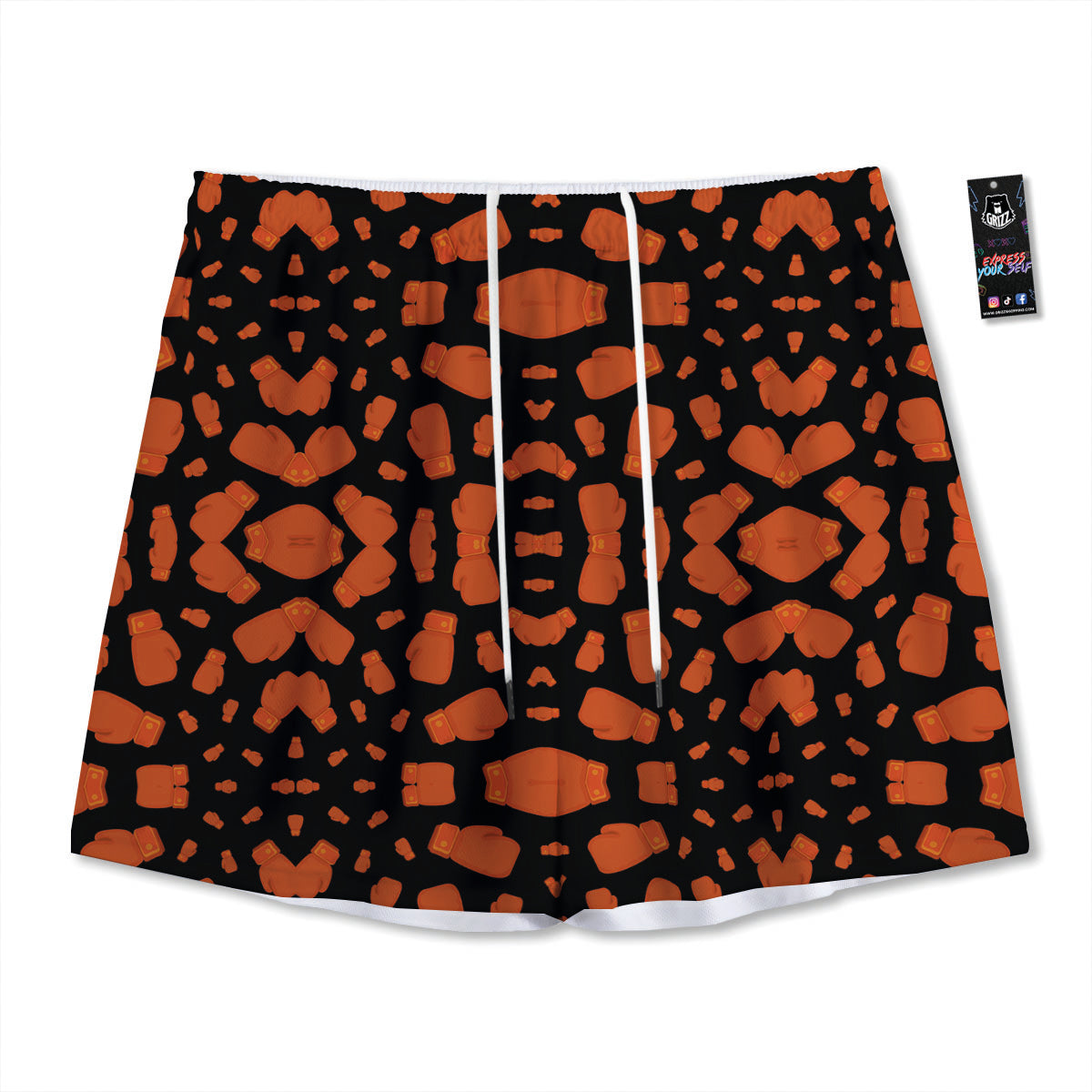 Boxing Gloves Print Pattern Mesh Shorts-grizzshop