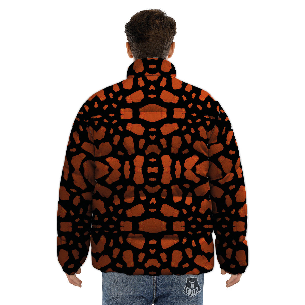 Boxing Gloves Print Pattern Puffer Jacket-grizzshop