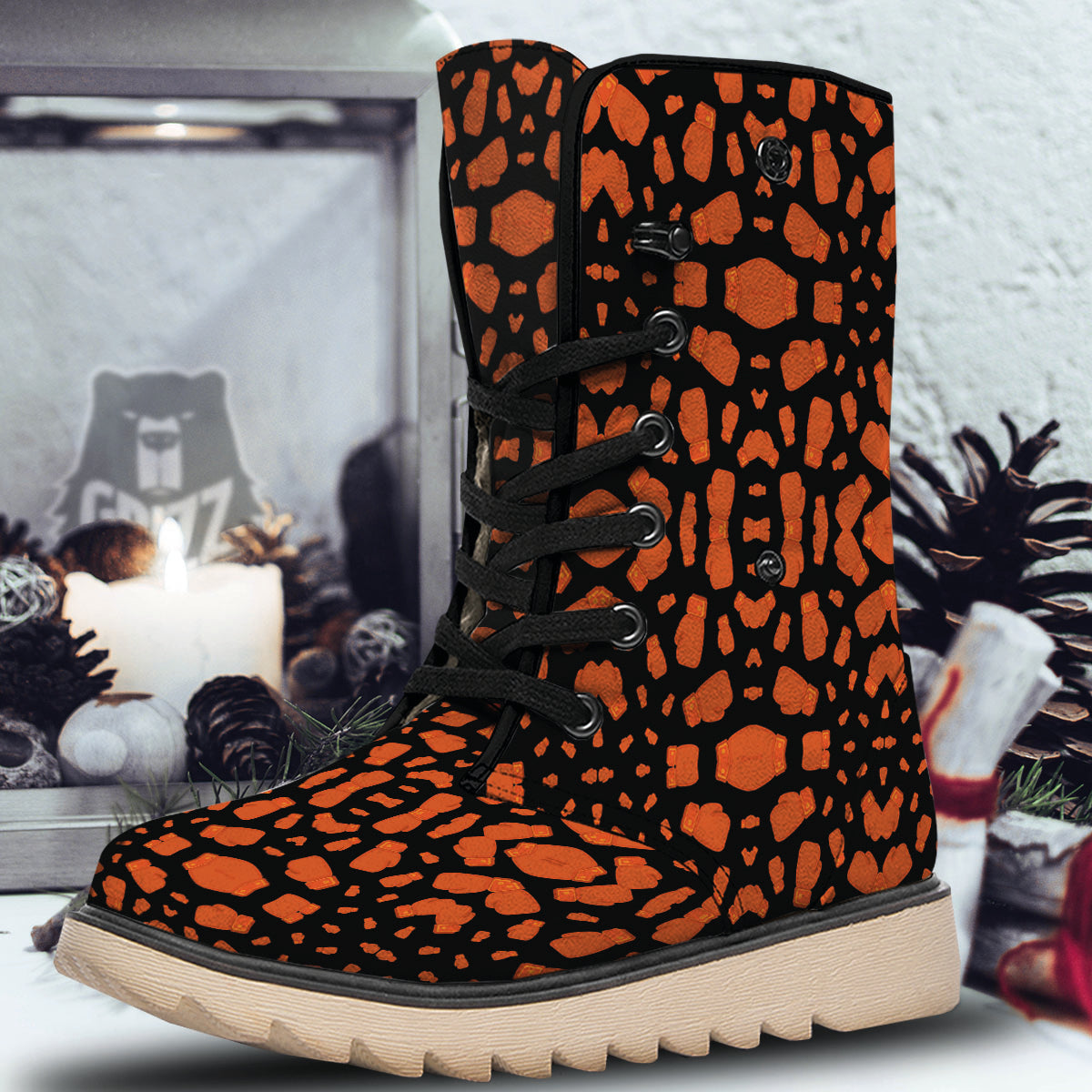 Boxing Gloves Print Pattern Snow Boots-grizzshop