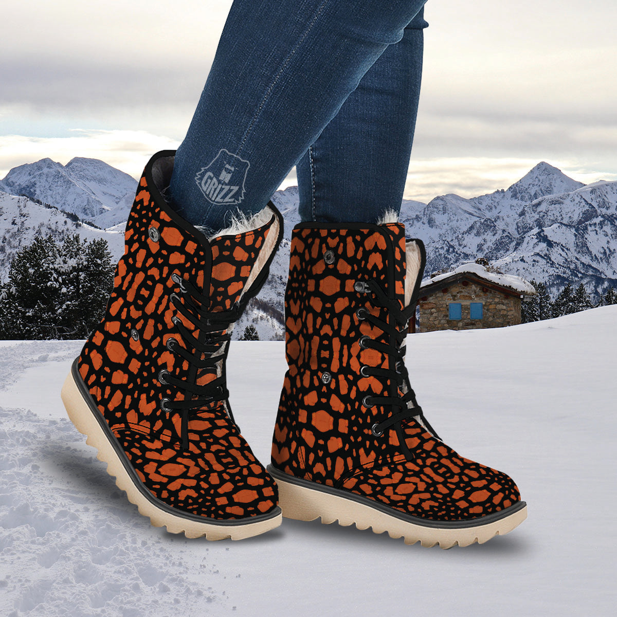 Boxing Gloves Print Pattern Snow Boots-grizzshop