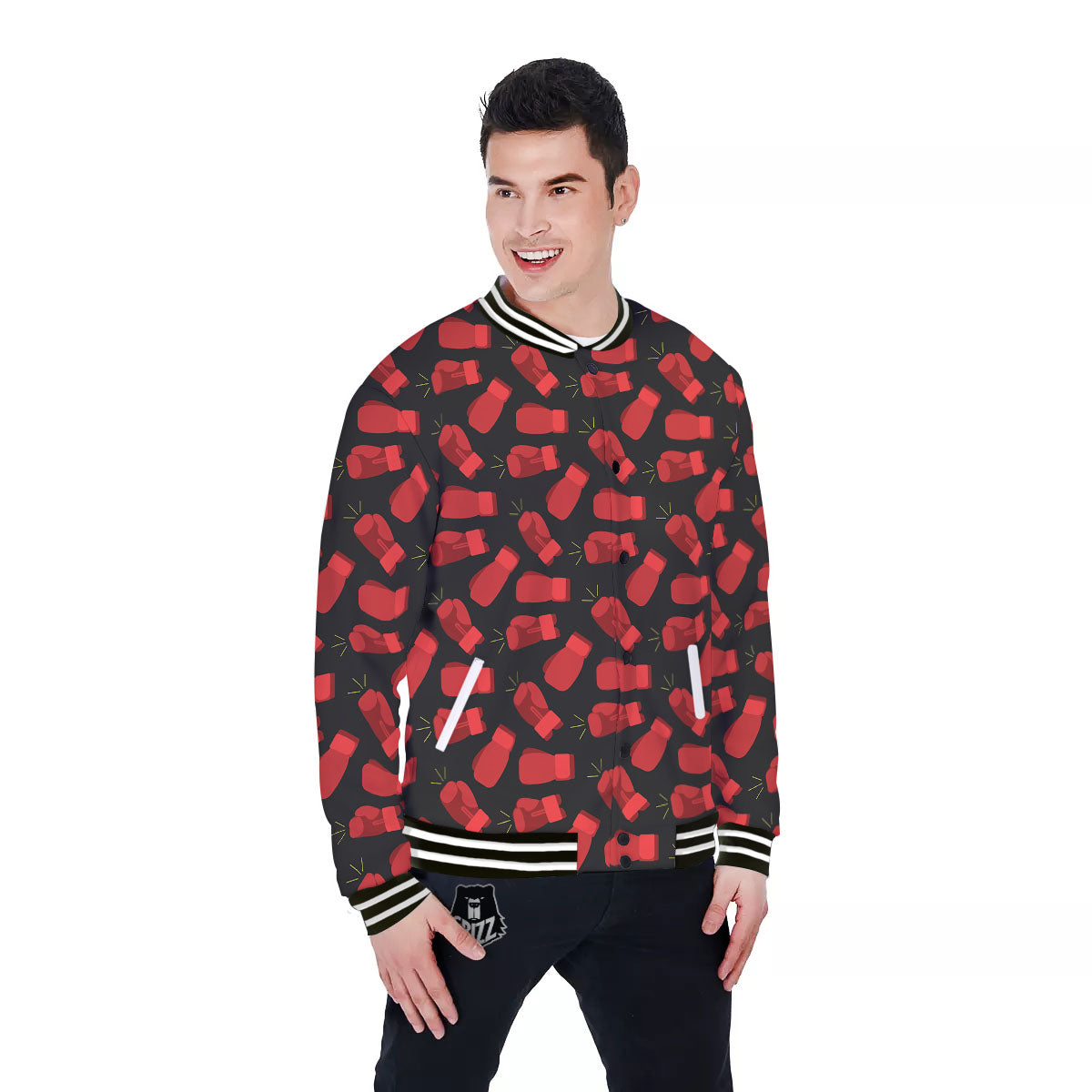 Boxing Gloves Red Print Pattern Baseball Jacket-grizzshop