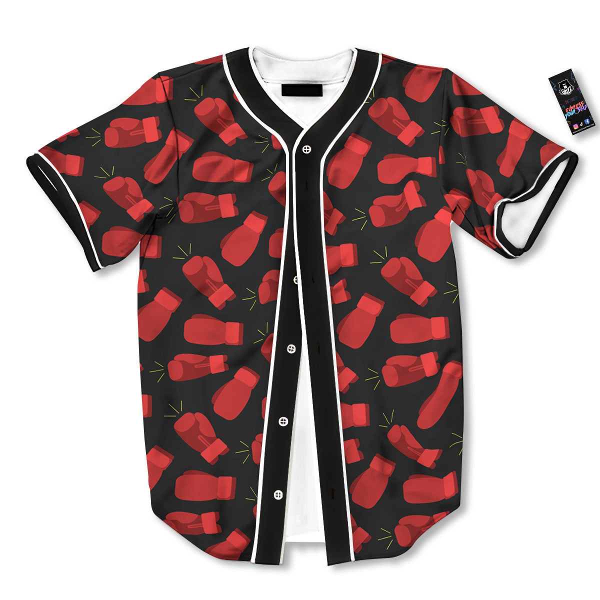 Boxing Gloves Red Print Pattern Baseball Jersey-grizzshop