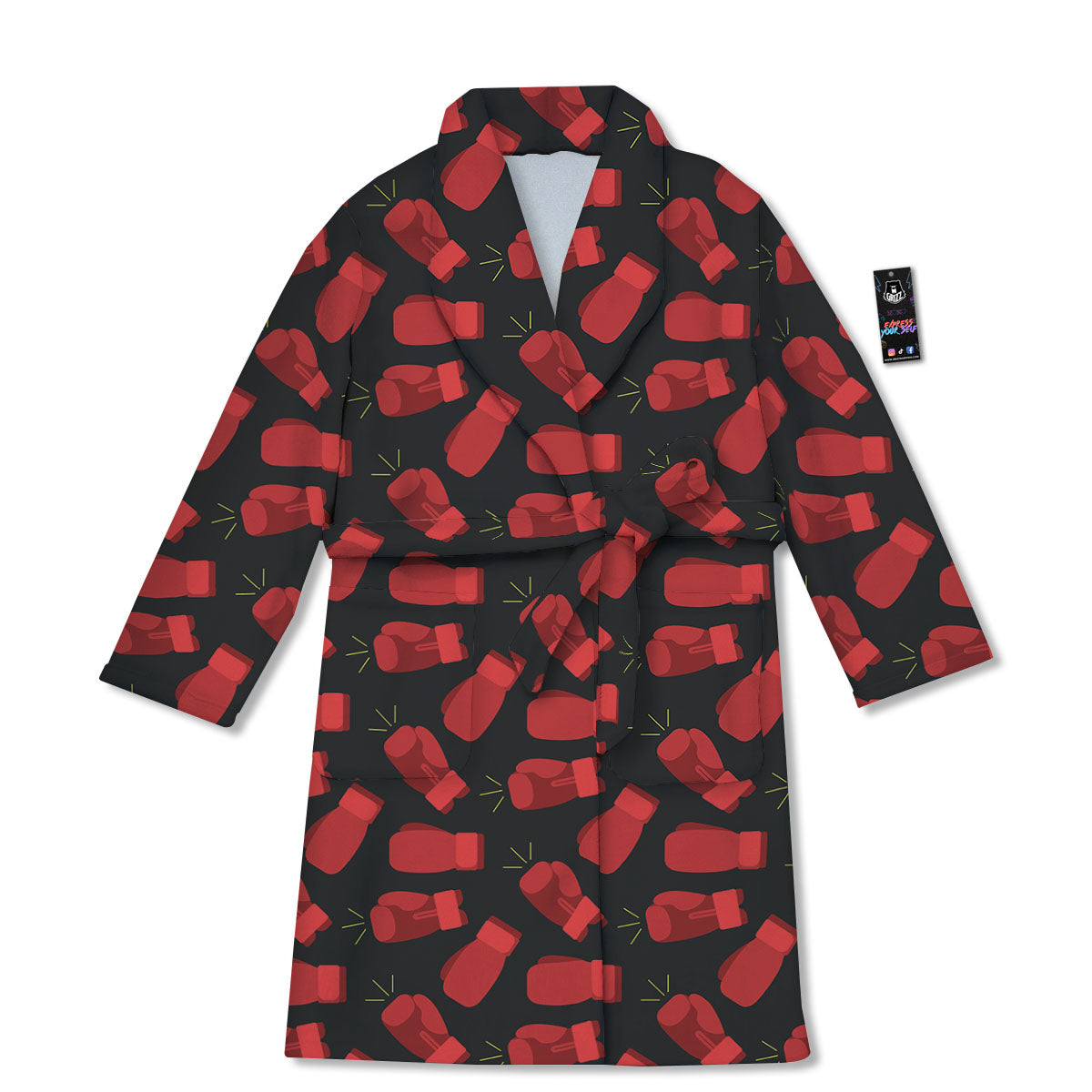 Boxing Gloves Red Print Pattern Bathrobe-grizzshop