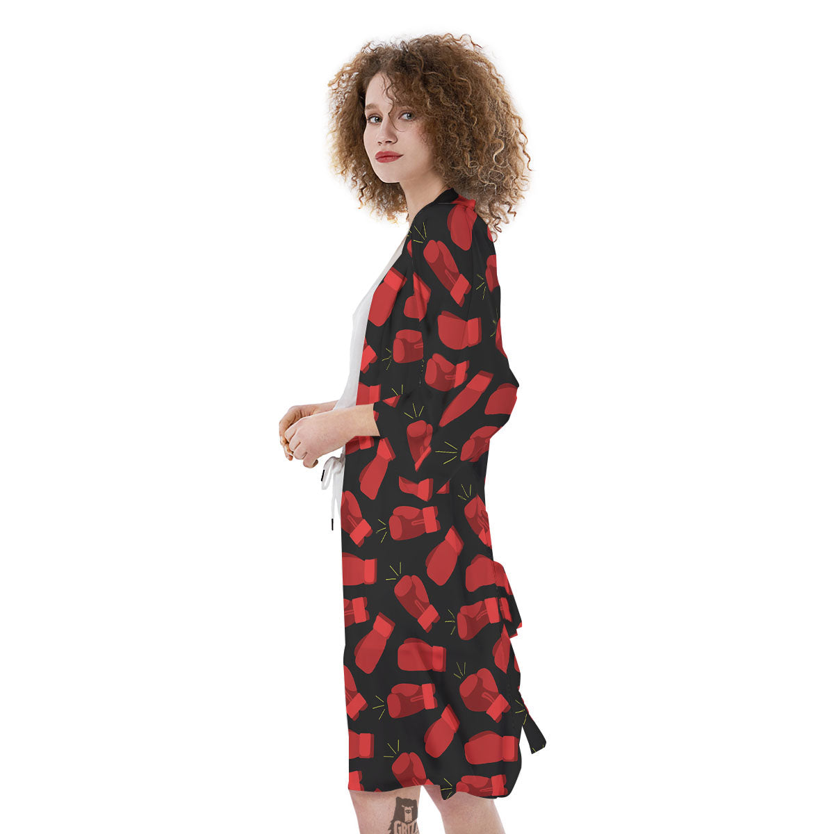 Boxing Gloves Red Print Pattern Kimono-grizzshop