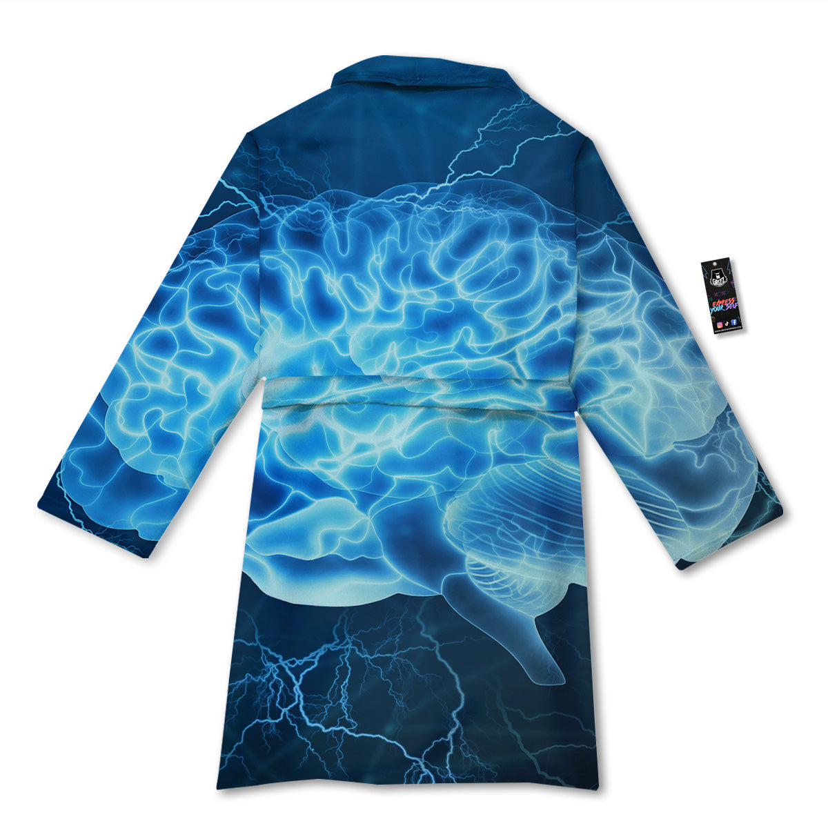 Brain Activity Blue Electrical Print Bathrobe-grizzshop