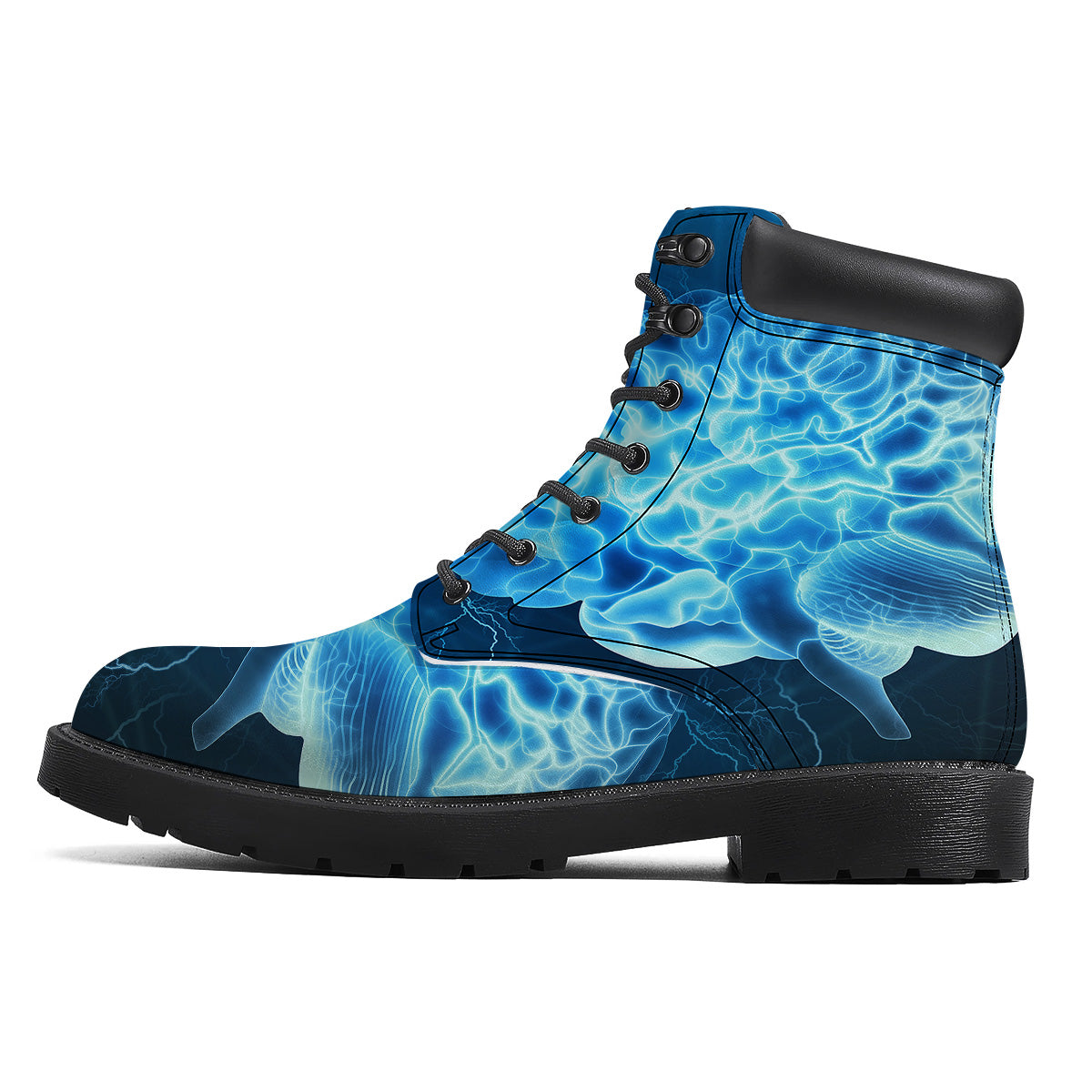 Brain Activity Blue Electrical Print Boots-grizzshop