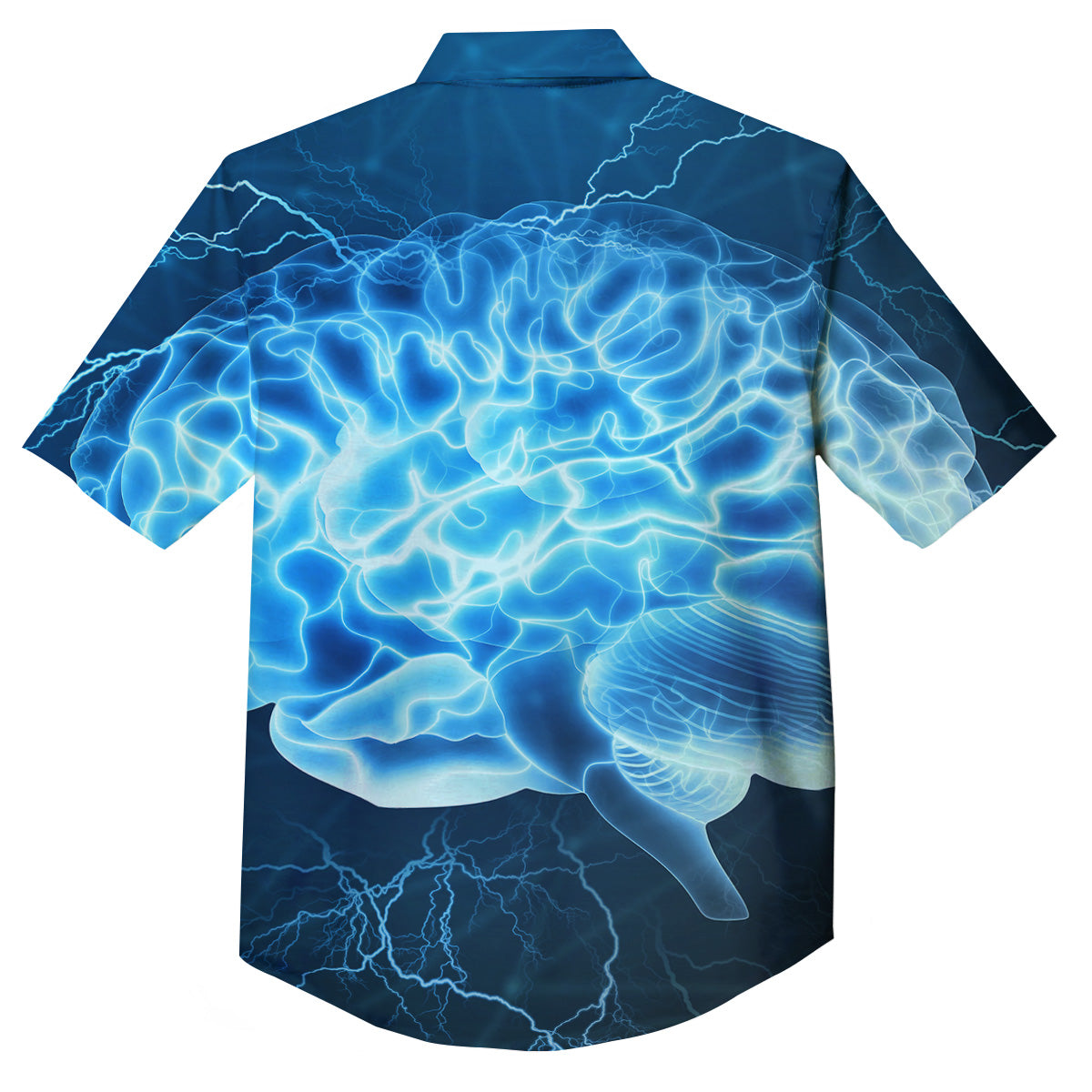 Brain Activity Blue Electrical Print Button Up Shirt-grizzshop