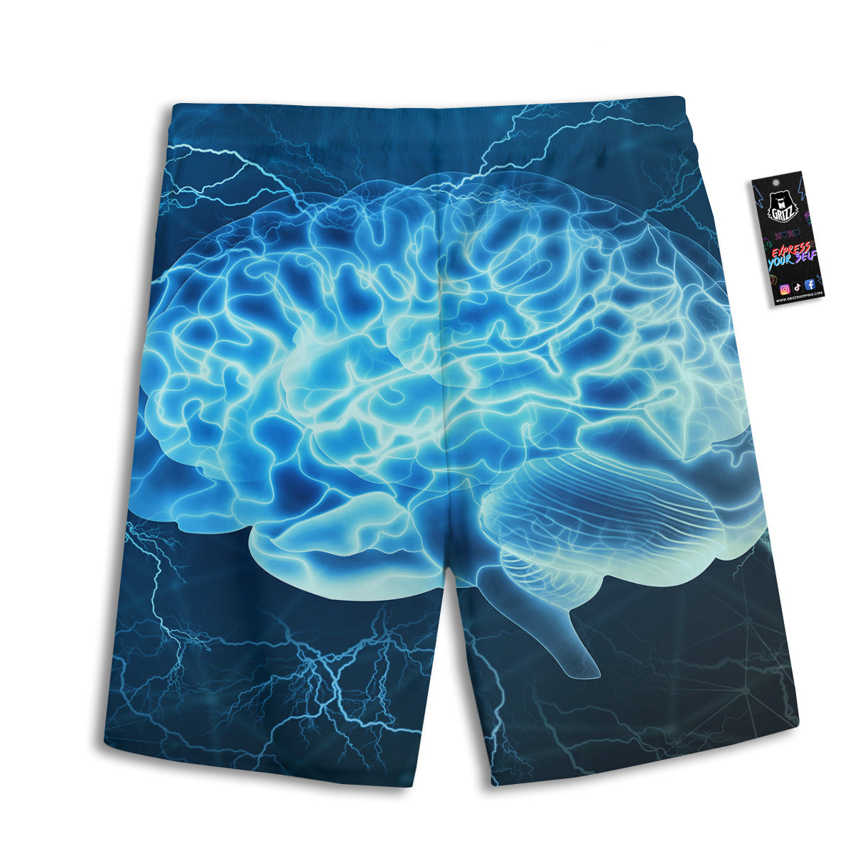 Brain Activity Blue Electrical Print Men's Athletic Shorts