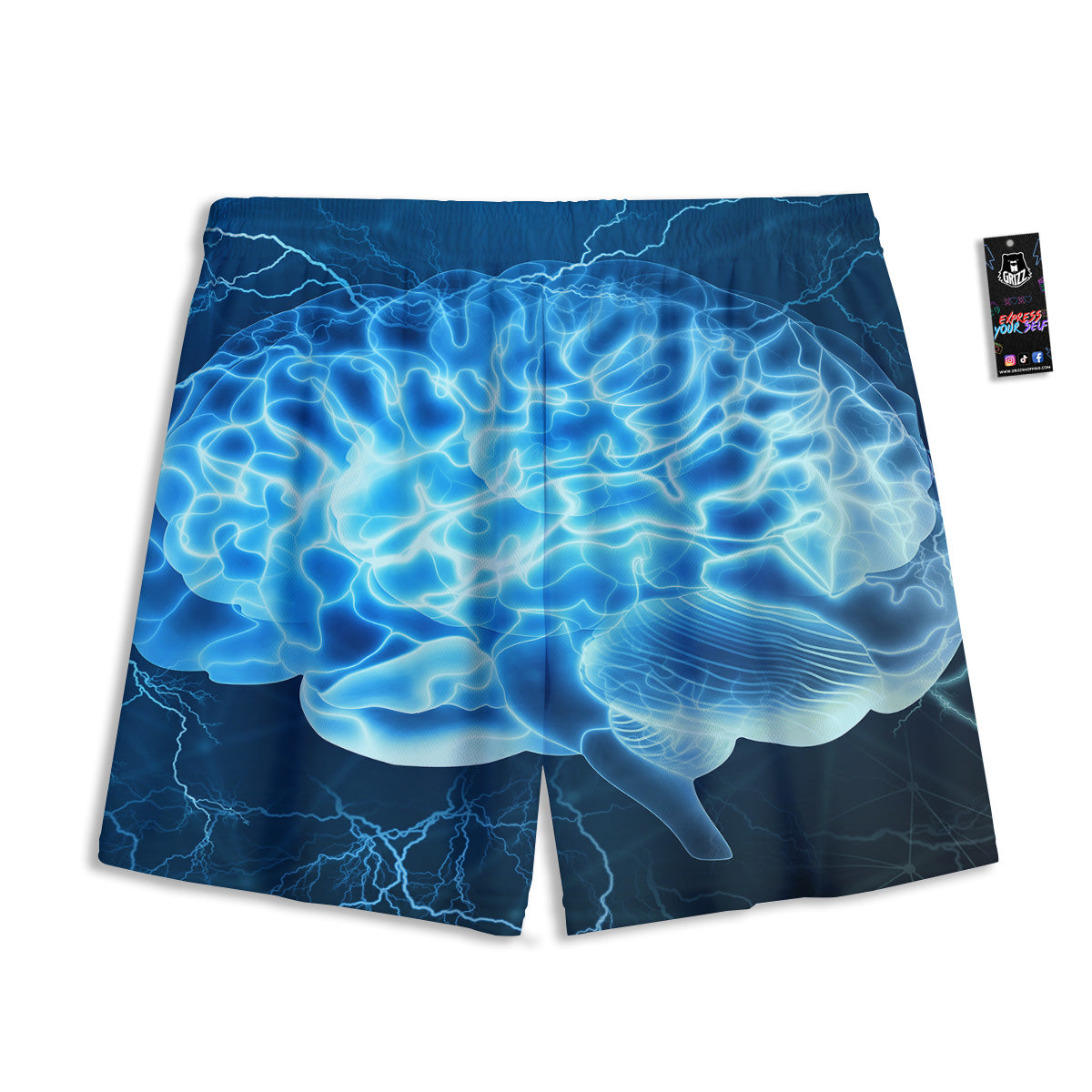 Bull Skull Geometric Print Mesh Shorts