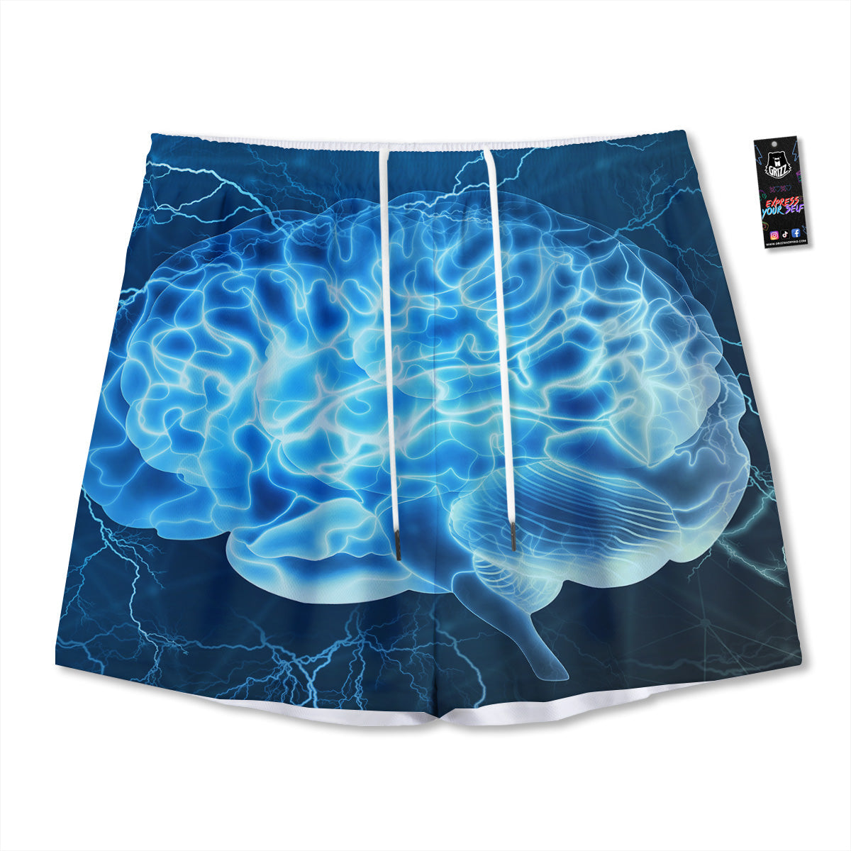 Bull Skull Geometric Print Mesh Shorts