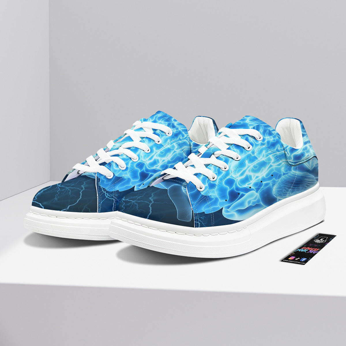 Brain Activity Blue Electrical Print Platform Shoes-grizzshop
