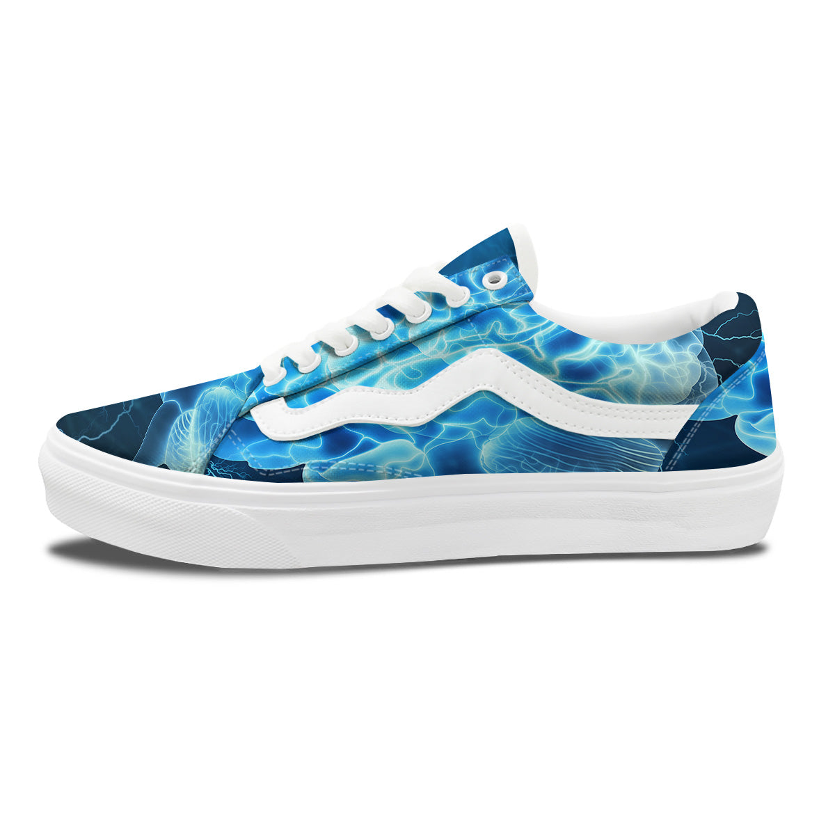 Brain Activity Blue Electrical Print Skate Shoes-grizzshop