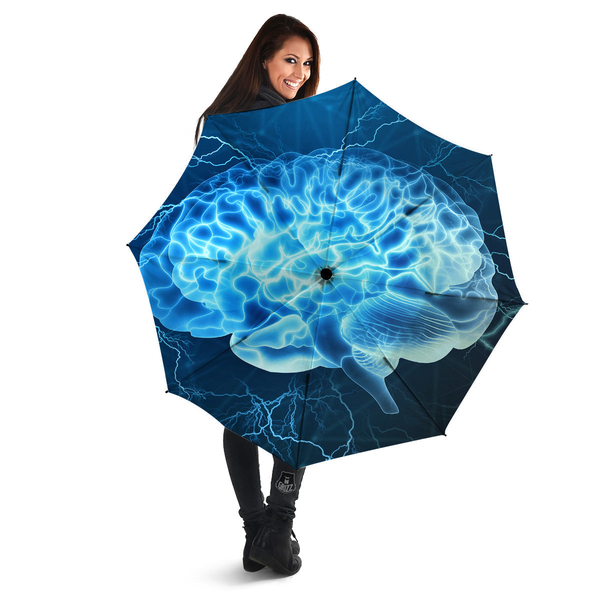 Brain Activity Blue Electrical Print Umbrella-grizzshop