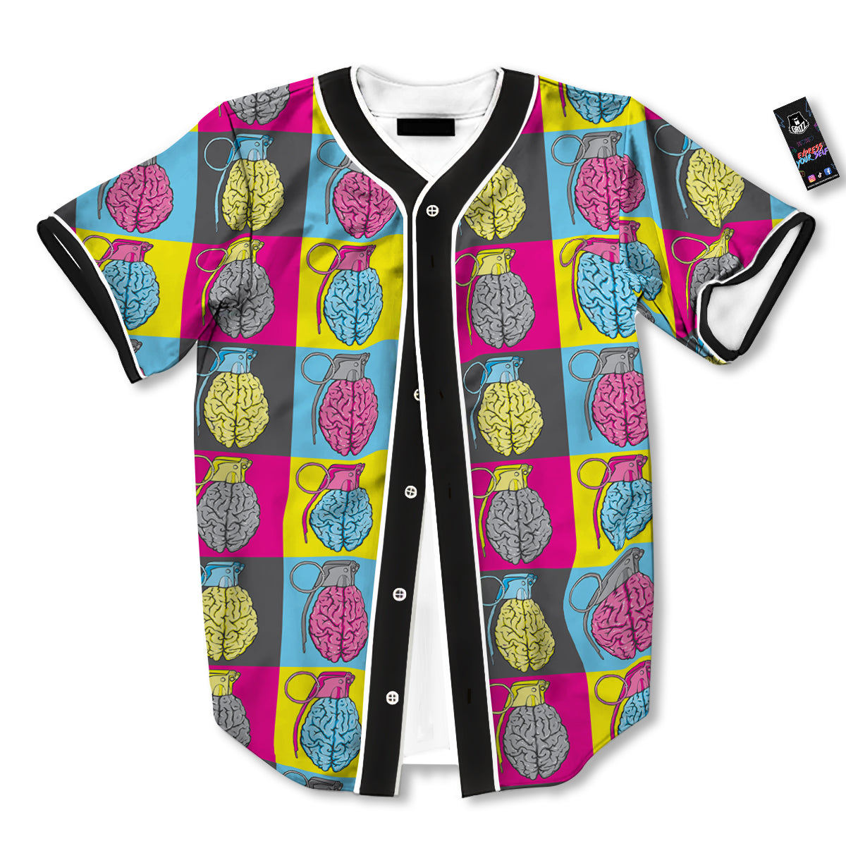 Brain Bomb Colorful Print Pattern Baseball Jersey-grizzshop