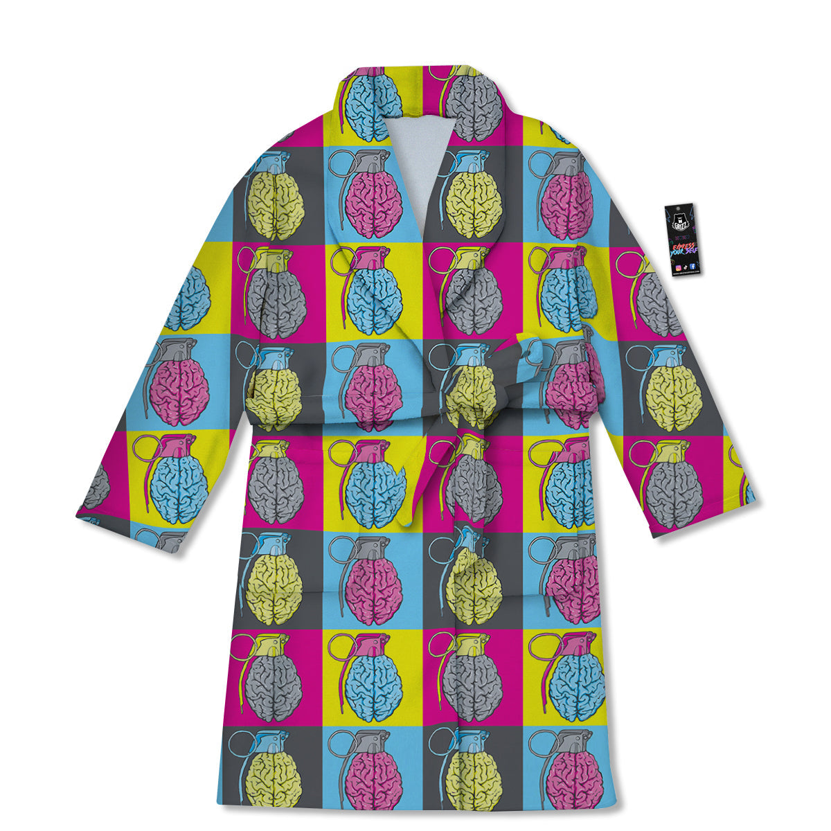 Brain Bomb Colorful Print Pattern Bathrobe-grizzshop