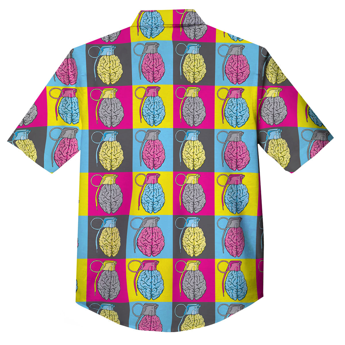 Brain Bomb Colorful Print Pattern Button Up Shirt-grizzshop