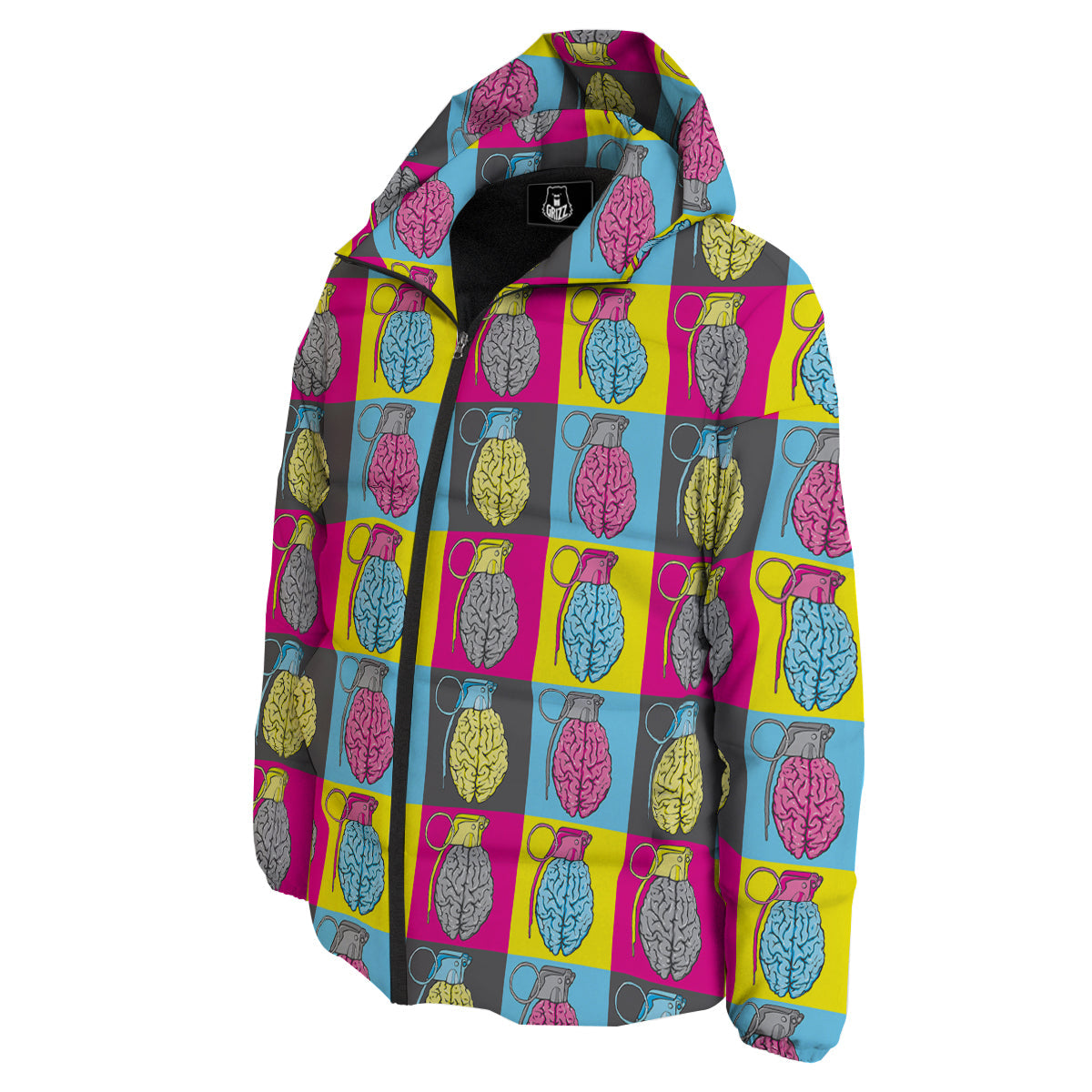 Brain Bomb Colorful Print Pattern Down Jacket-grizzshop