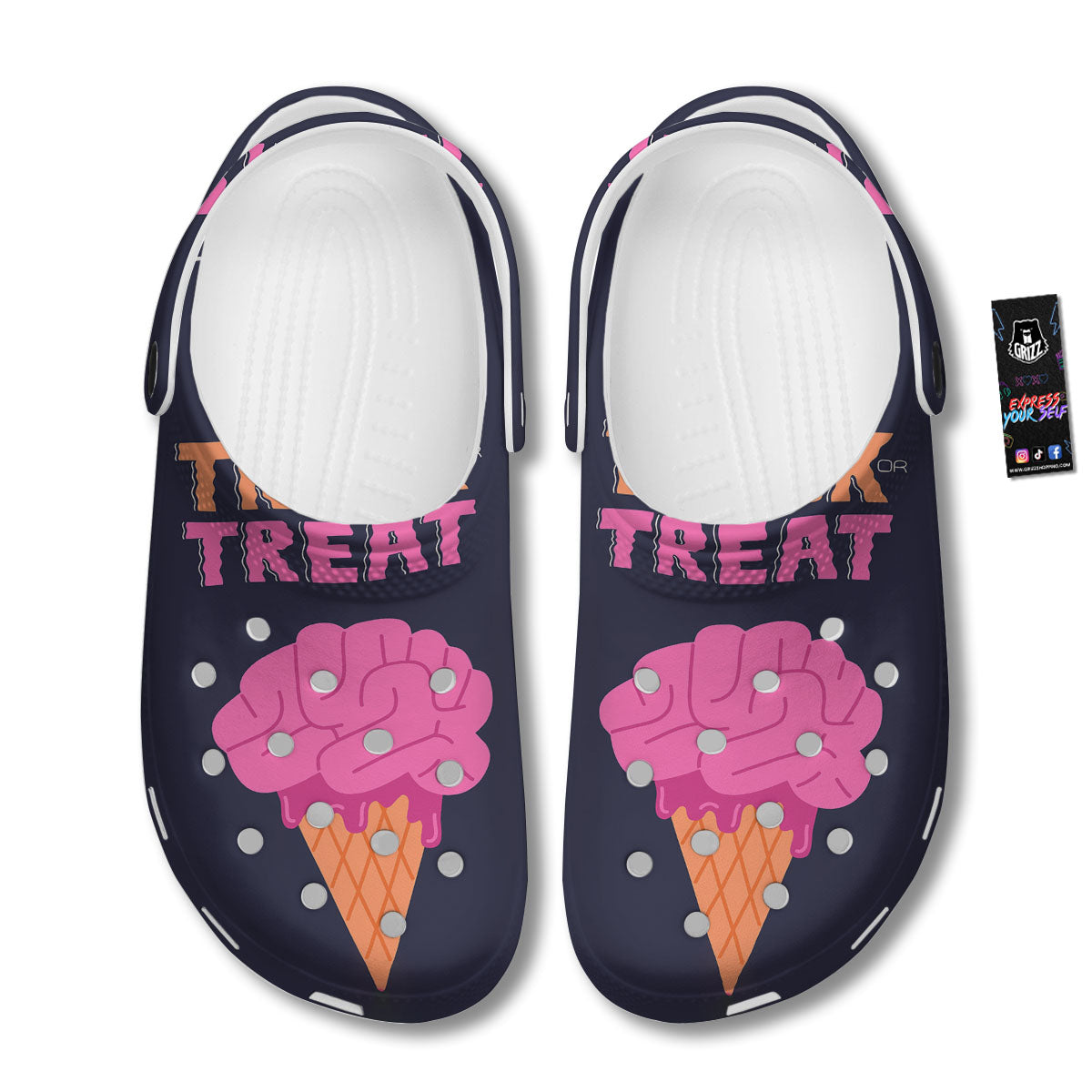 Brain Halloween Print Clog-grizzshop