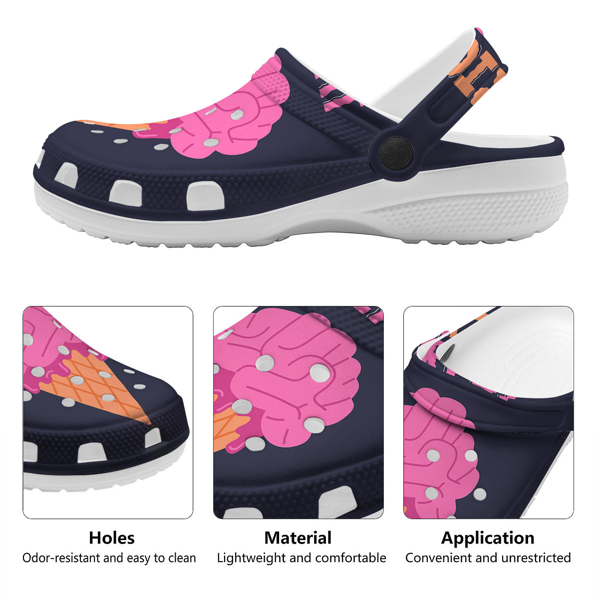 Brain Halloween Print Clog-grizzshop