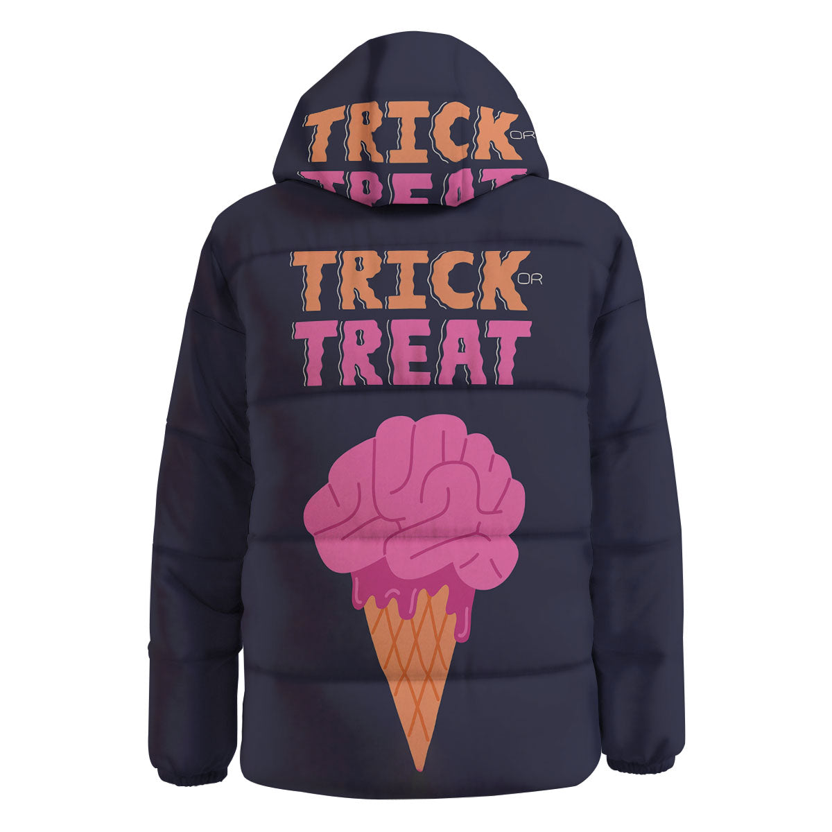 Brain Halloween Print Down Jacket-grizzshop
